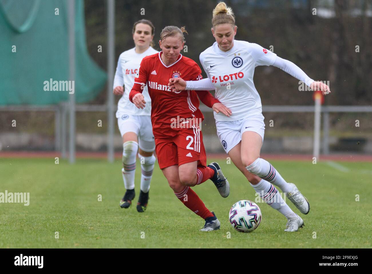 Laura Donhauser (2 FC Bayern München II) and Saskia Matheis (25 Eintracht  Frankfurt II) during the