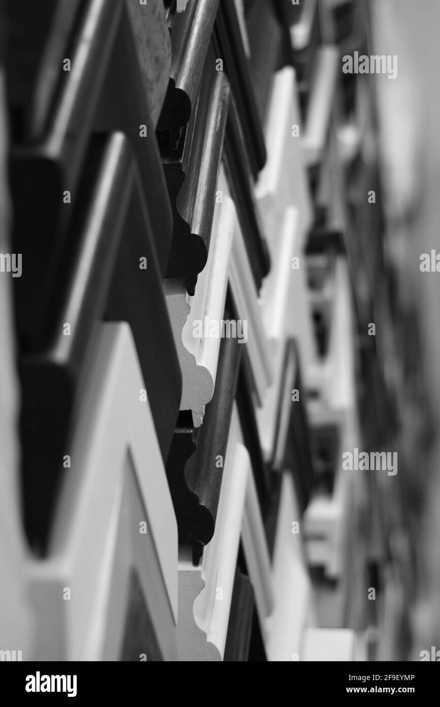 Black and white frame mouldings creating a pattern Stock Photo