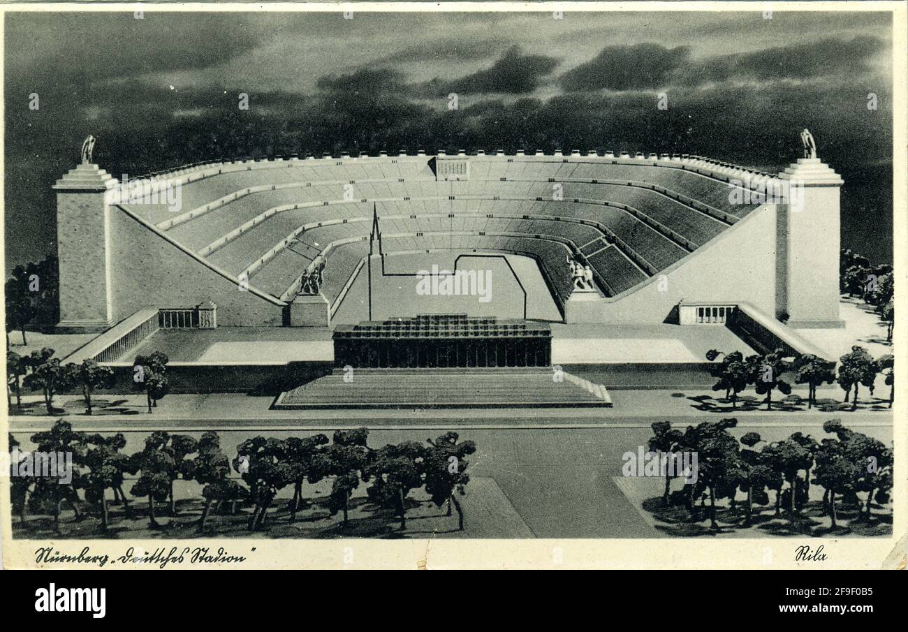Nuremberg Rally in Nuremberg, Germany - Zeppelin Field at the Nazi party rally grounds -  Zeppelinfeld grandstand Stock Photo