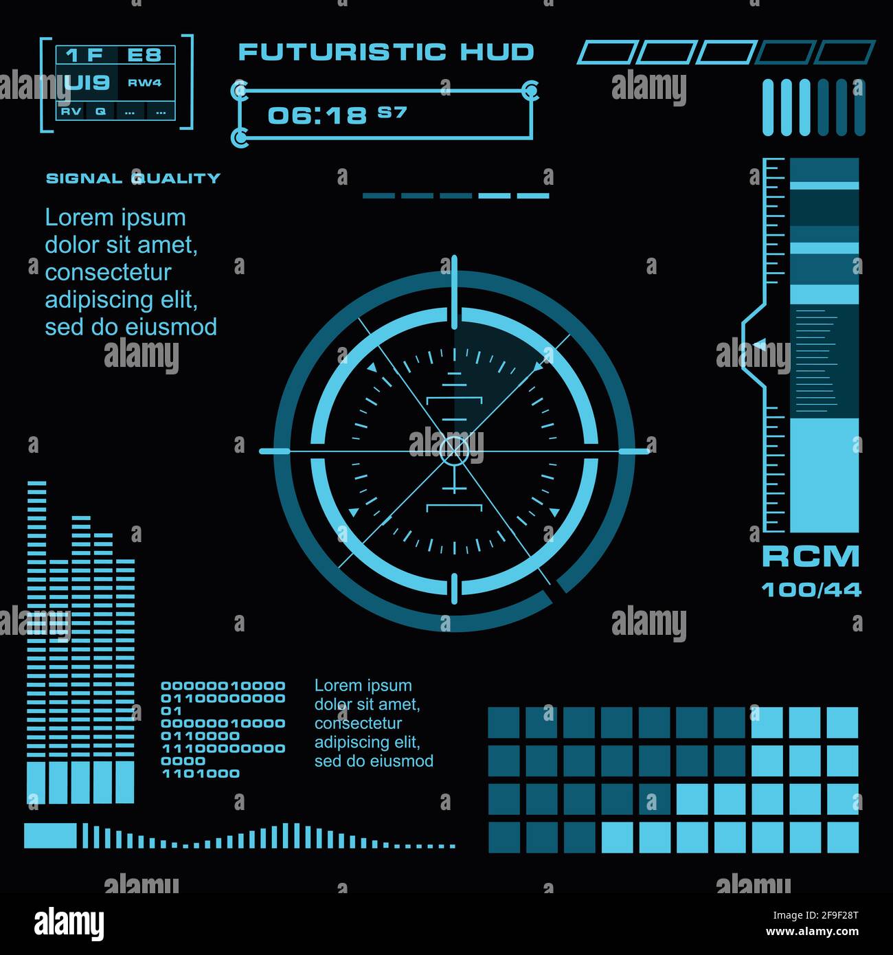 Futuristic blue virtual graphic touch user interface Stock Vector