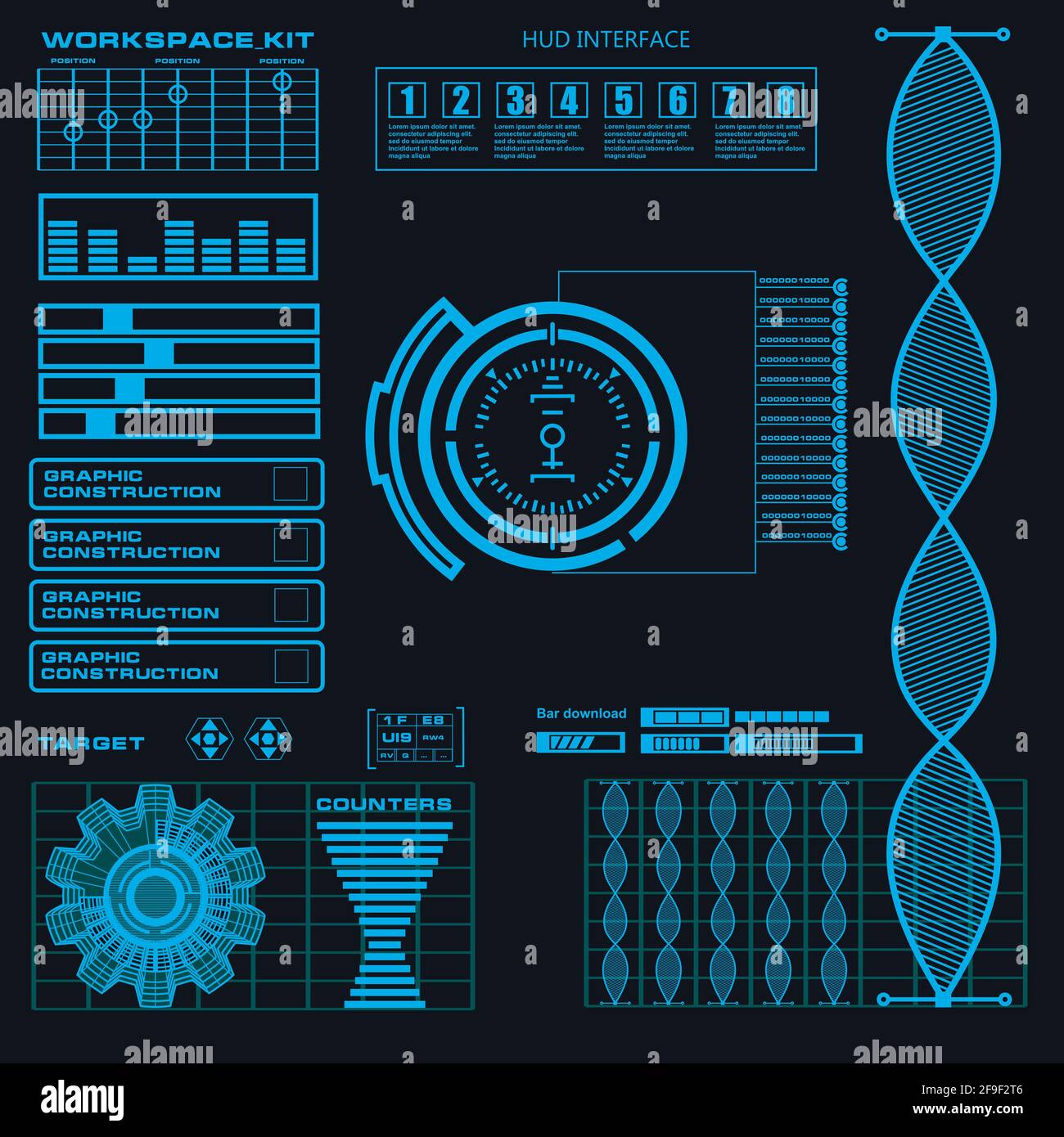 Futuristic blue virtual graphic touch user interface Stock Vector