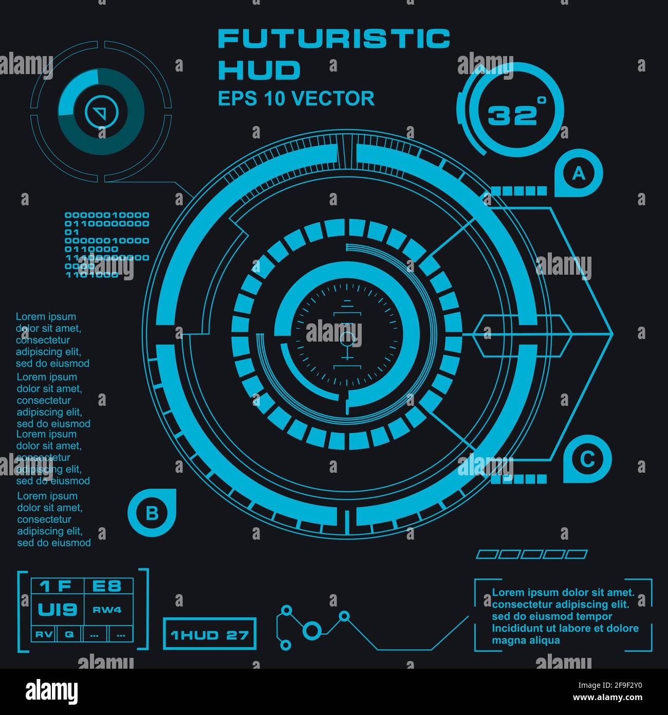 Futuristic blue virtual graphic touch user interface Stock Vector