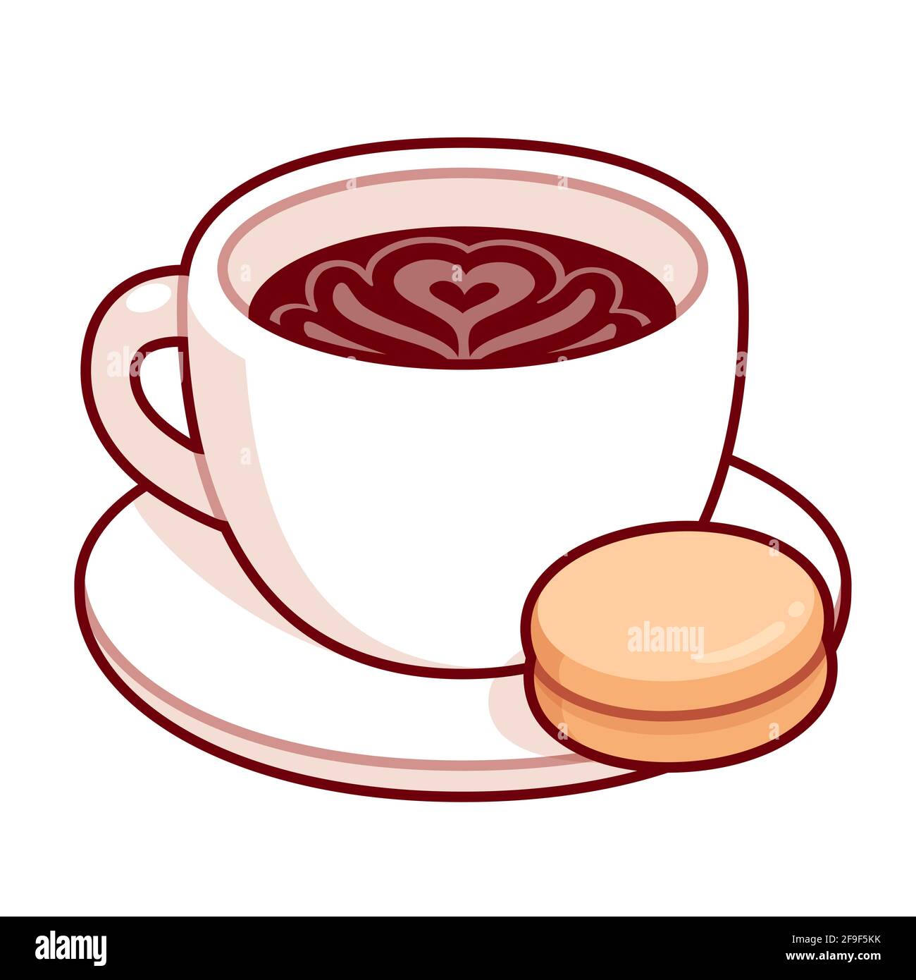 Cup of latte with cookie, cute cartoon coffee drawing. Isolated vector clip  art illustration Stock Vector Image & Art - Alamy