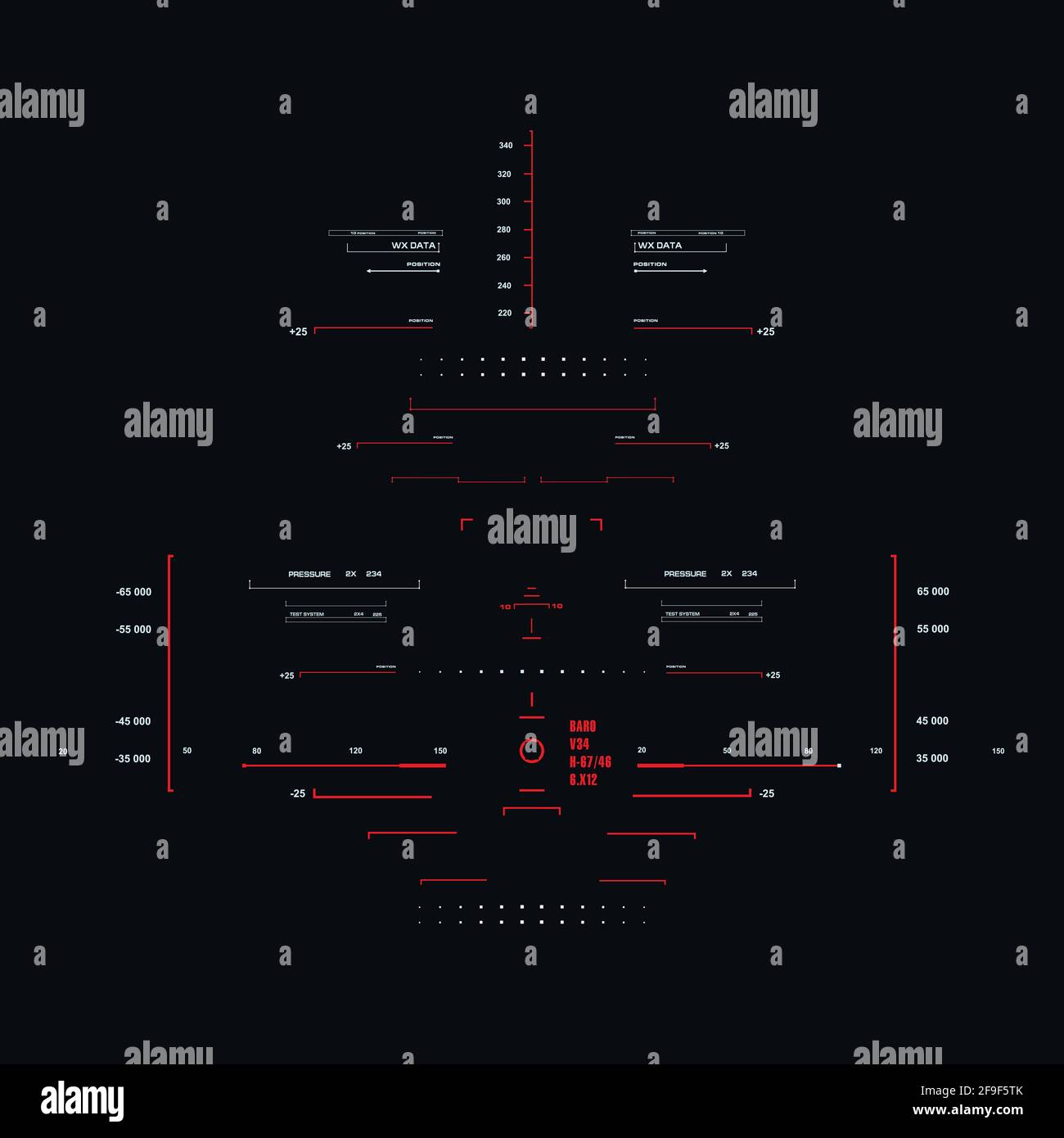 Futuristic red virtual graphic touch user interface Stock Vector