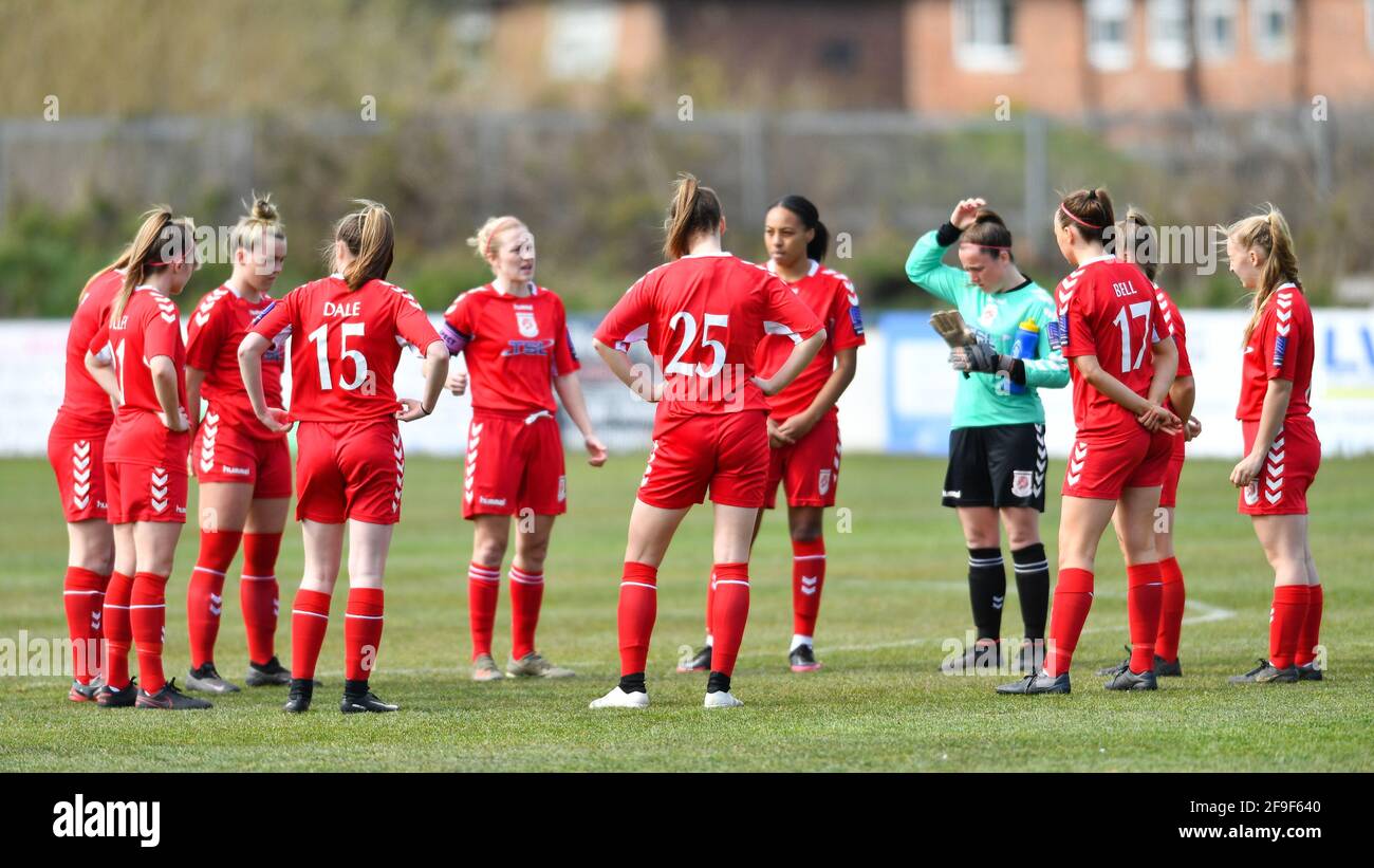 Middlesborough, UK. 18th Apr, 2021. Middlesborough Women huddle prior to the Vitality Womens FA Cup fourth round match between Middlesborough and Sheffield United at the Bedford Terrace in Middlesborough, England. Credit: SPP Sport Press Photo. /Alamy Live News Stock Photo