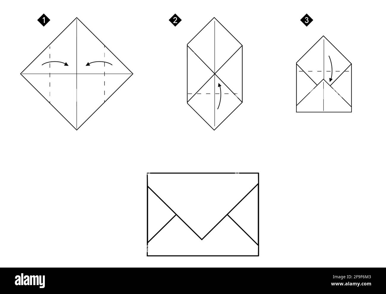 How To Make A Origami Envelope Vector Illustration Monochrome Black 