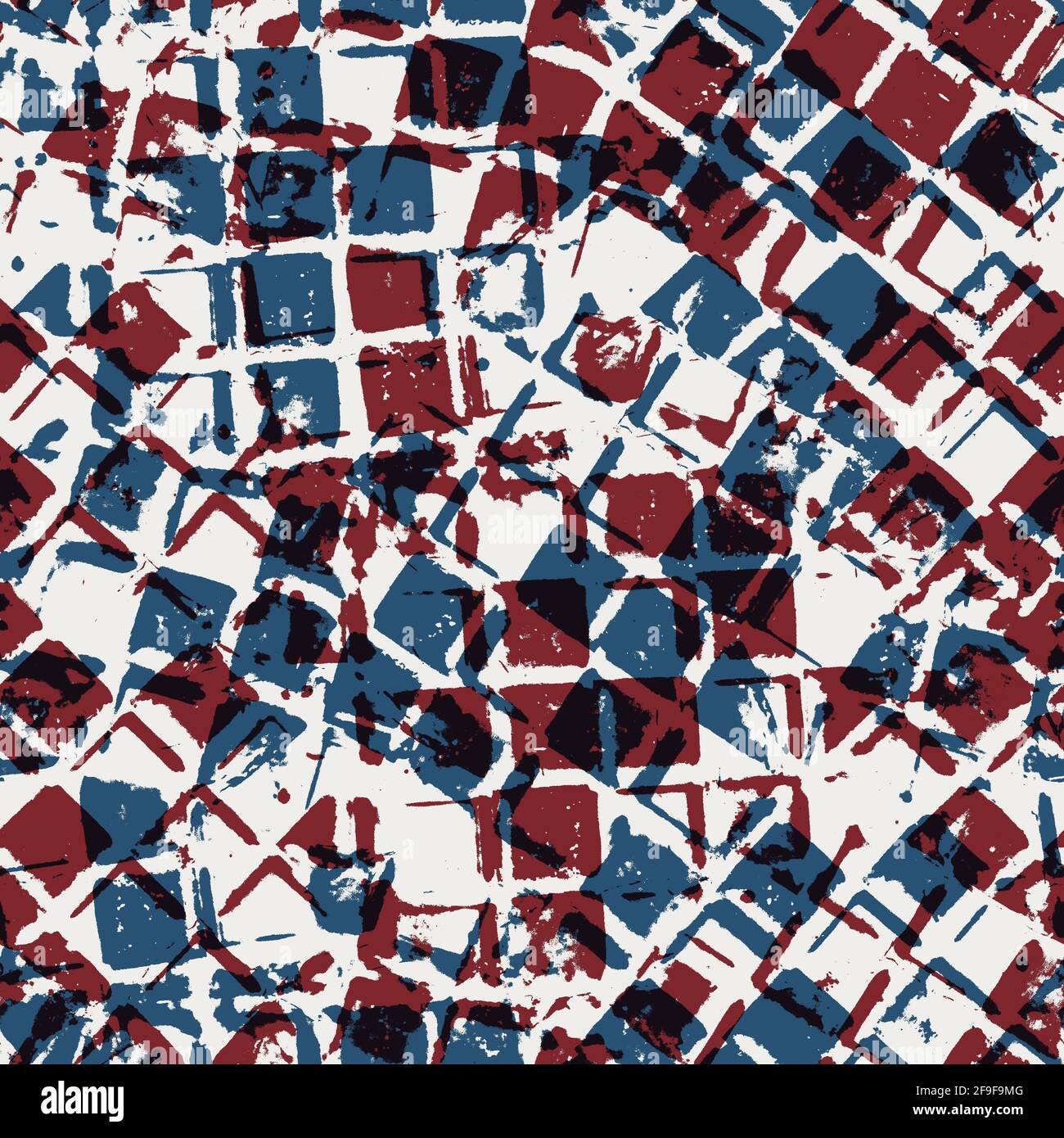 Seamless geo pattern in red blue black white Stock Photo - Alamy