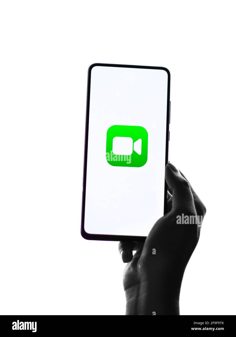 Assam, india - April 19, 2021 : FaceTime logo on phone screen stock image. Stock Photo