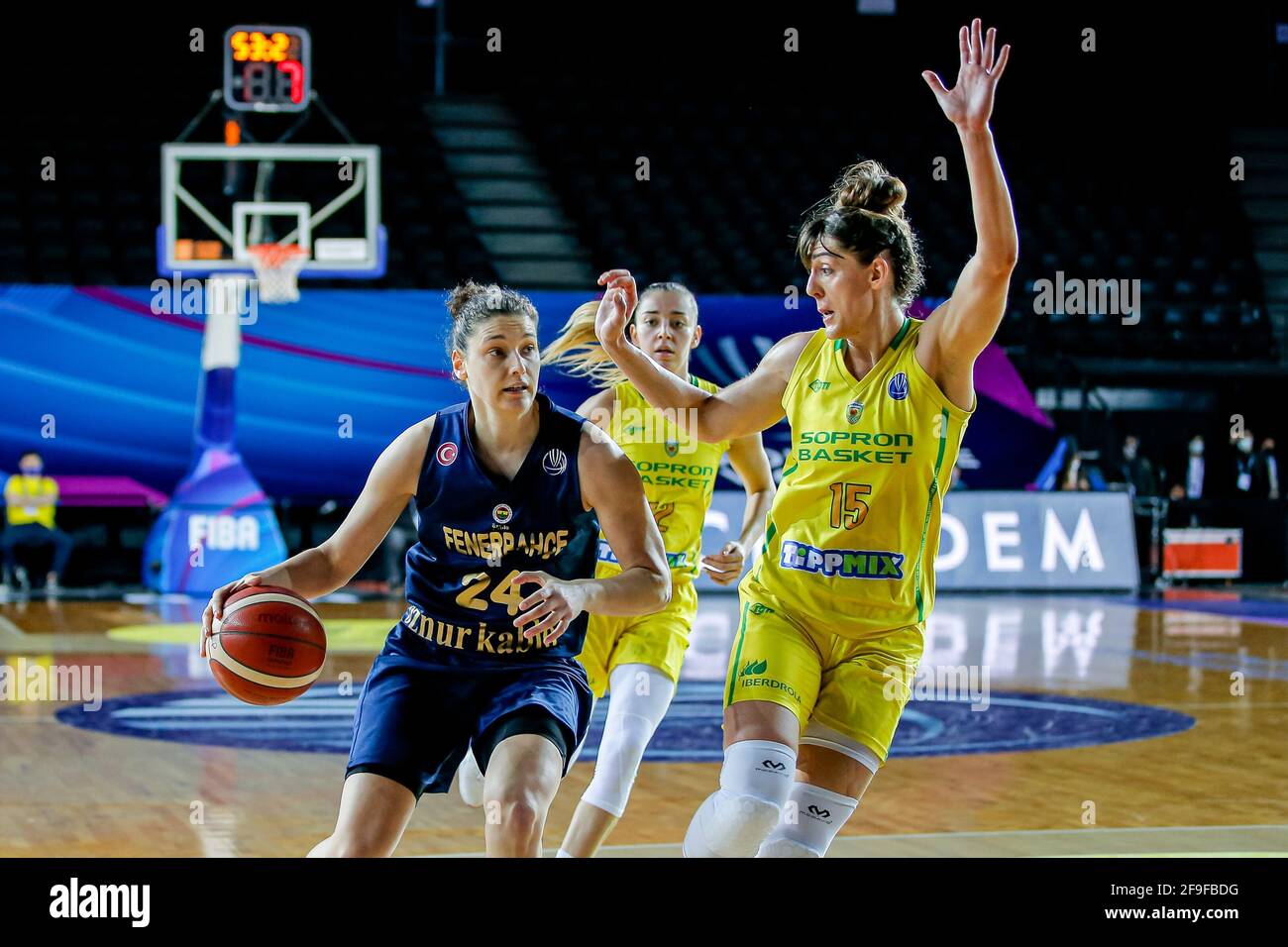 ISTANBUL, TURKEY - APRIL 18: Cecilia Zandalasini of Fenerbahce Oznur Kablo,  Tina Krajisnik of Sopron Basket during the EuroLeague Women match between  Stock Photo - Alamy