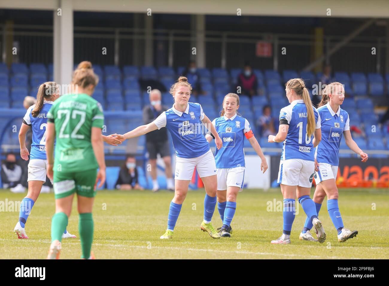 Solihull, West Midlands, UK. 18th Apr, 2021. Birmingham Citywomen 5 - 1 Coventry United in fourth round of the FA Vitality Cup. Goal scorer Emily Murphy of Birmingham City. Credit: Peter Lopeman/Alamy Live News Stock Photo