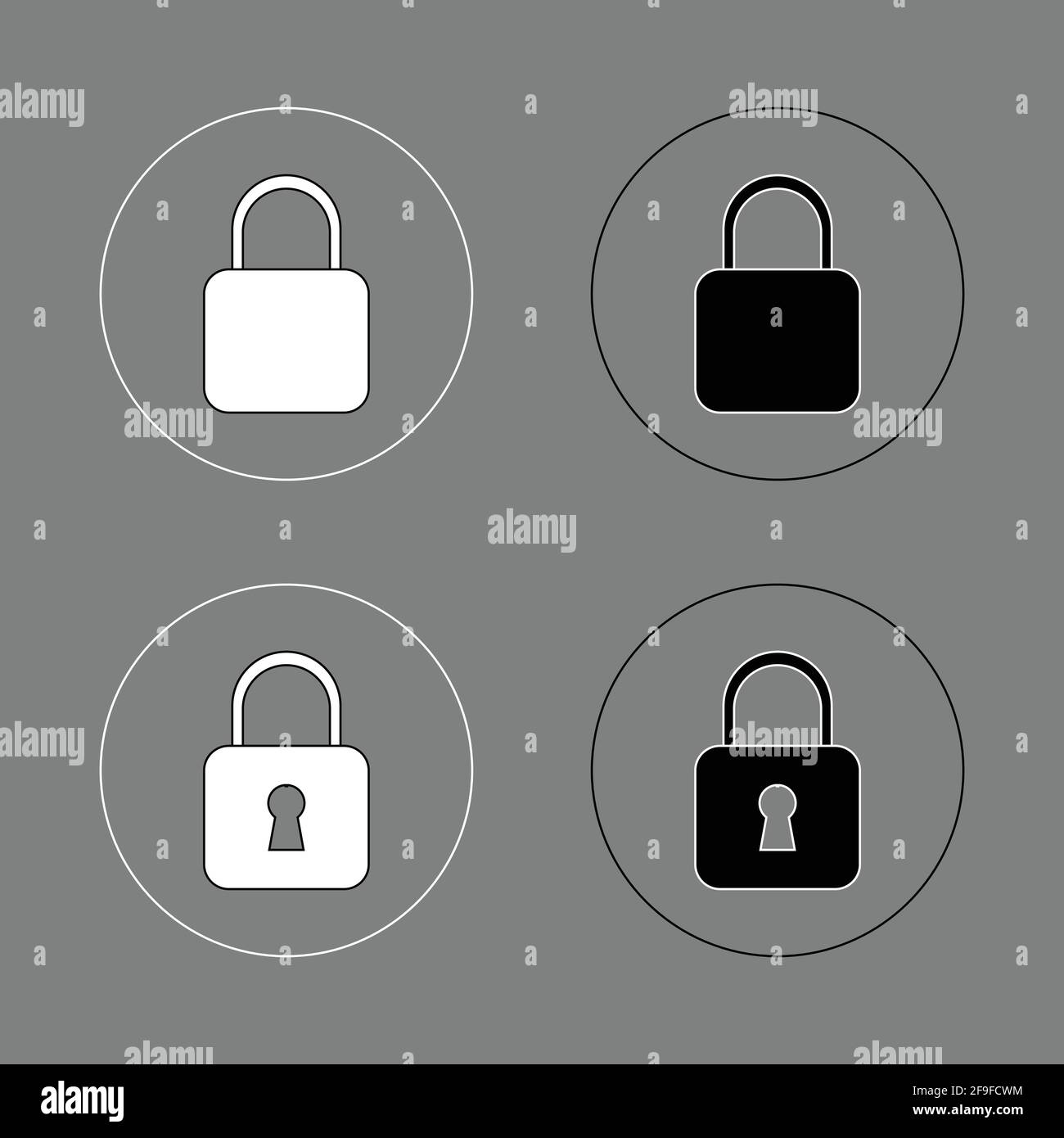 Padlock icon set black white outline Stock Vector Image & Art - Alamy