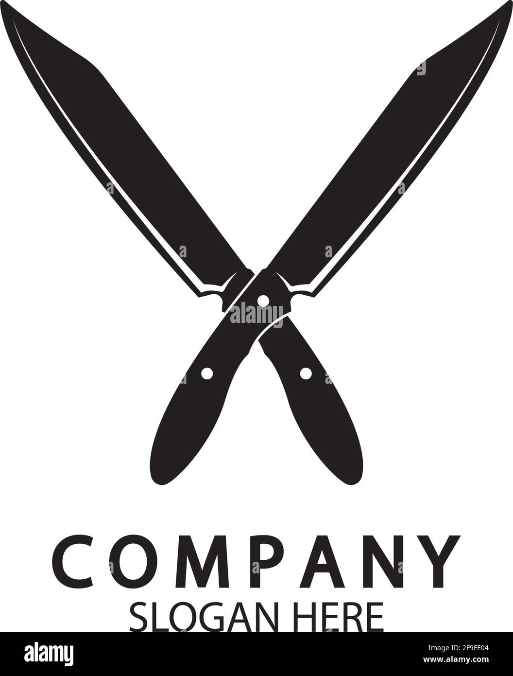 The crossed knives icon. Knife and chef, kitchen symbol. Flat