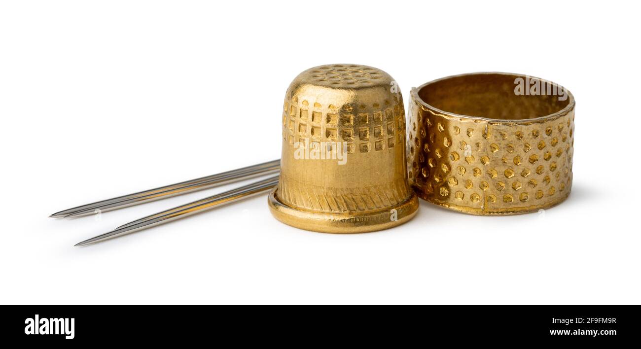 Metal sewing thimble isolated on white Stock Photo Alamy