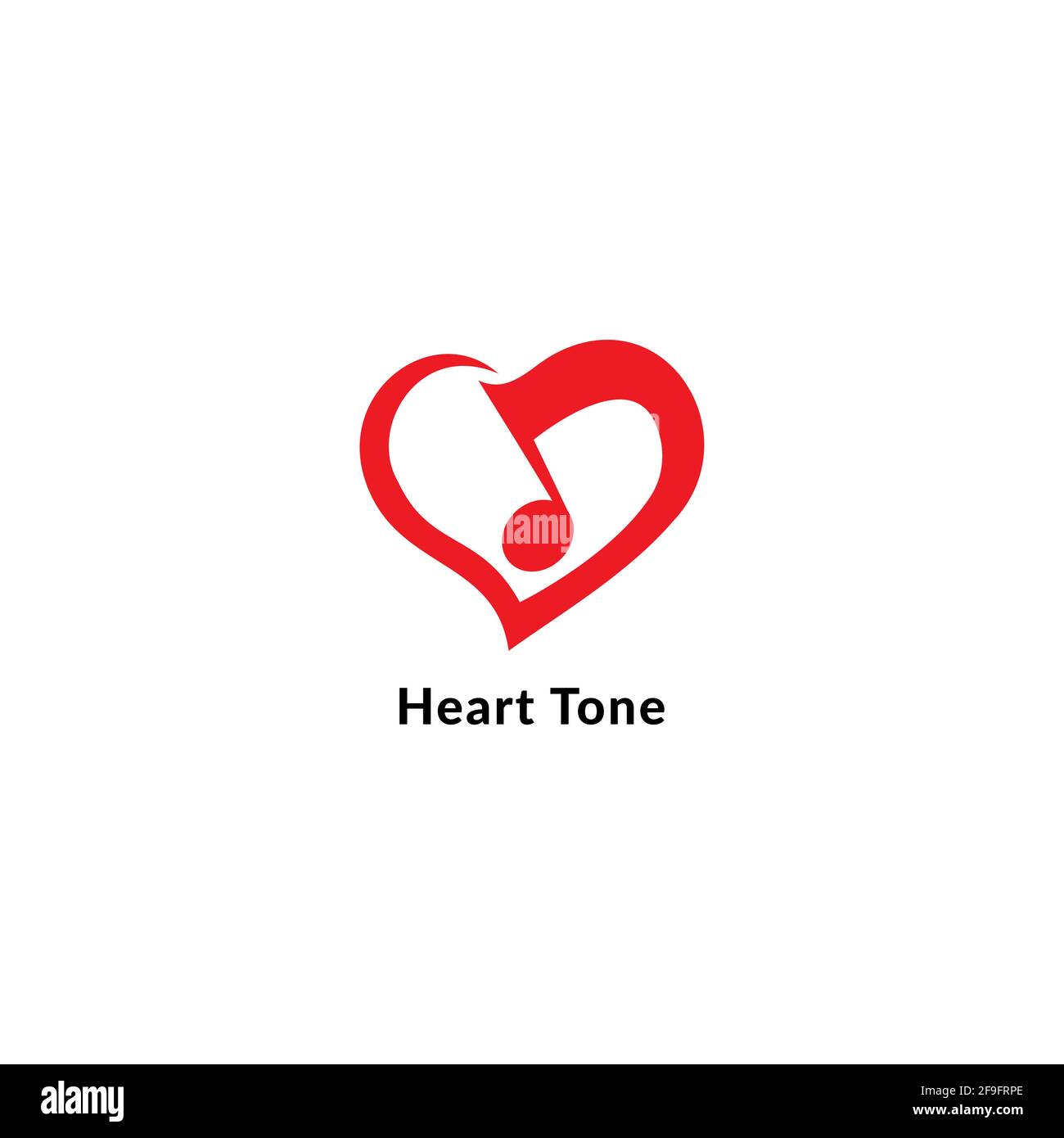 Red musical note vector illustration. Heart Tone, Love and Music logo concept isolated on white color background. Stock Vector