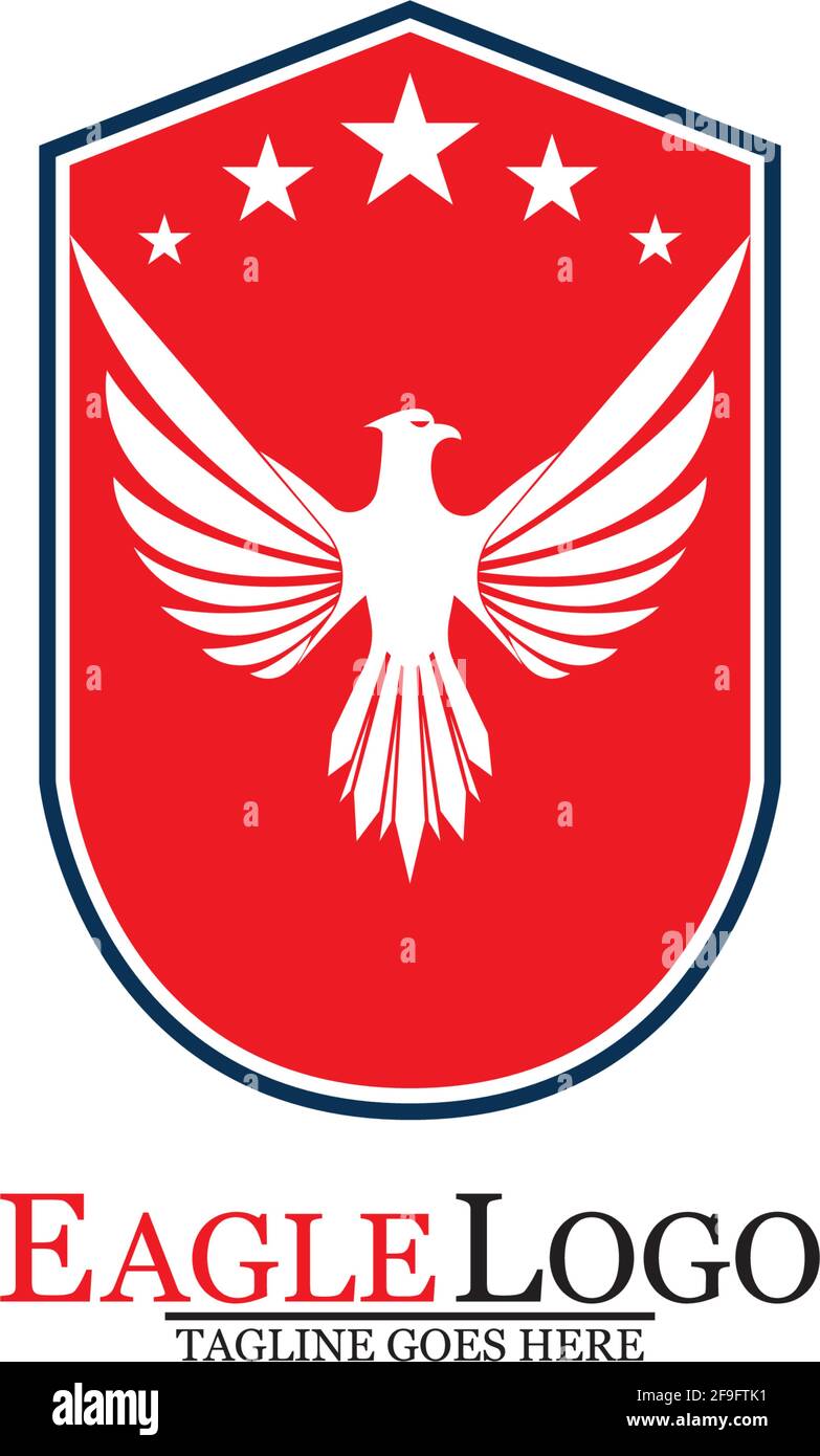 Eagle logo template design with a shield and stars. Vector illustration  Stock Vector Image \u0026 Art - Alamy, image size:783x1390