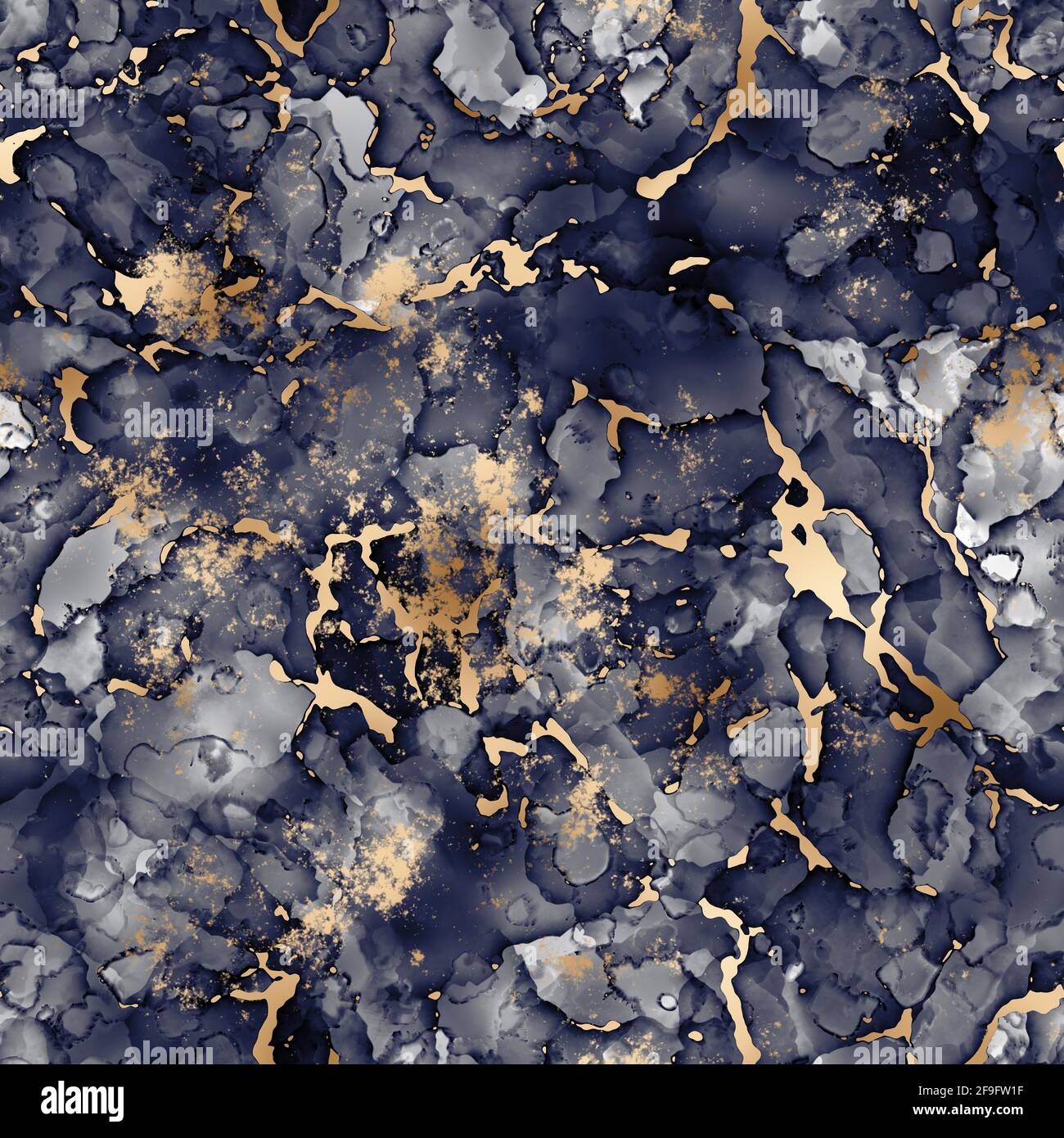 Seamless abstract alcohol ink art with gold leaf overlay Stock Photo ...