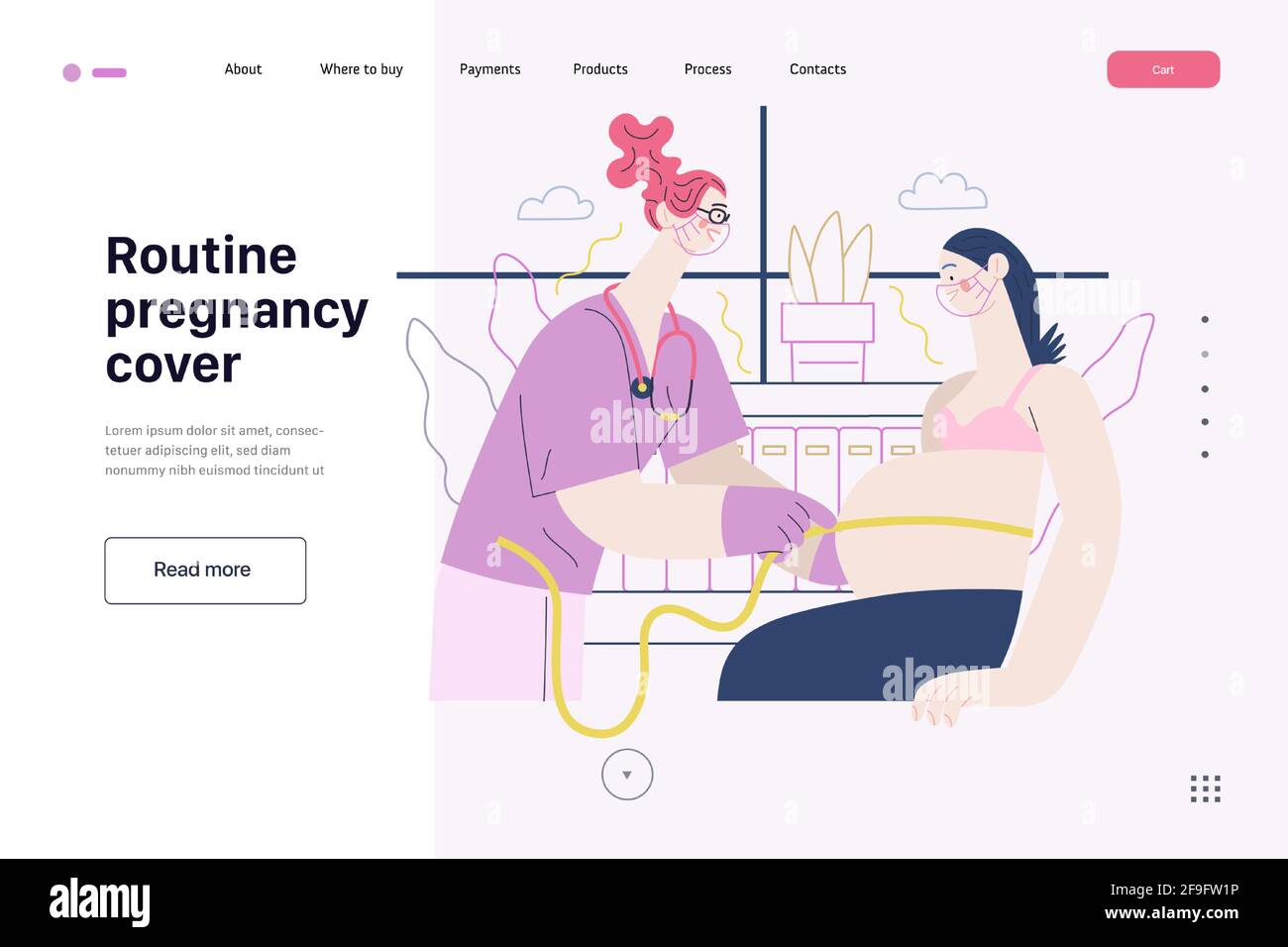 Medical insurance web page template routine pregnancy cover modern