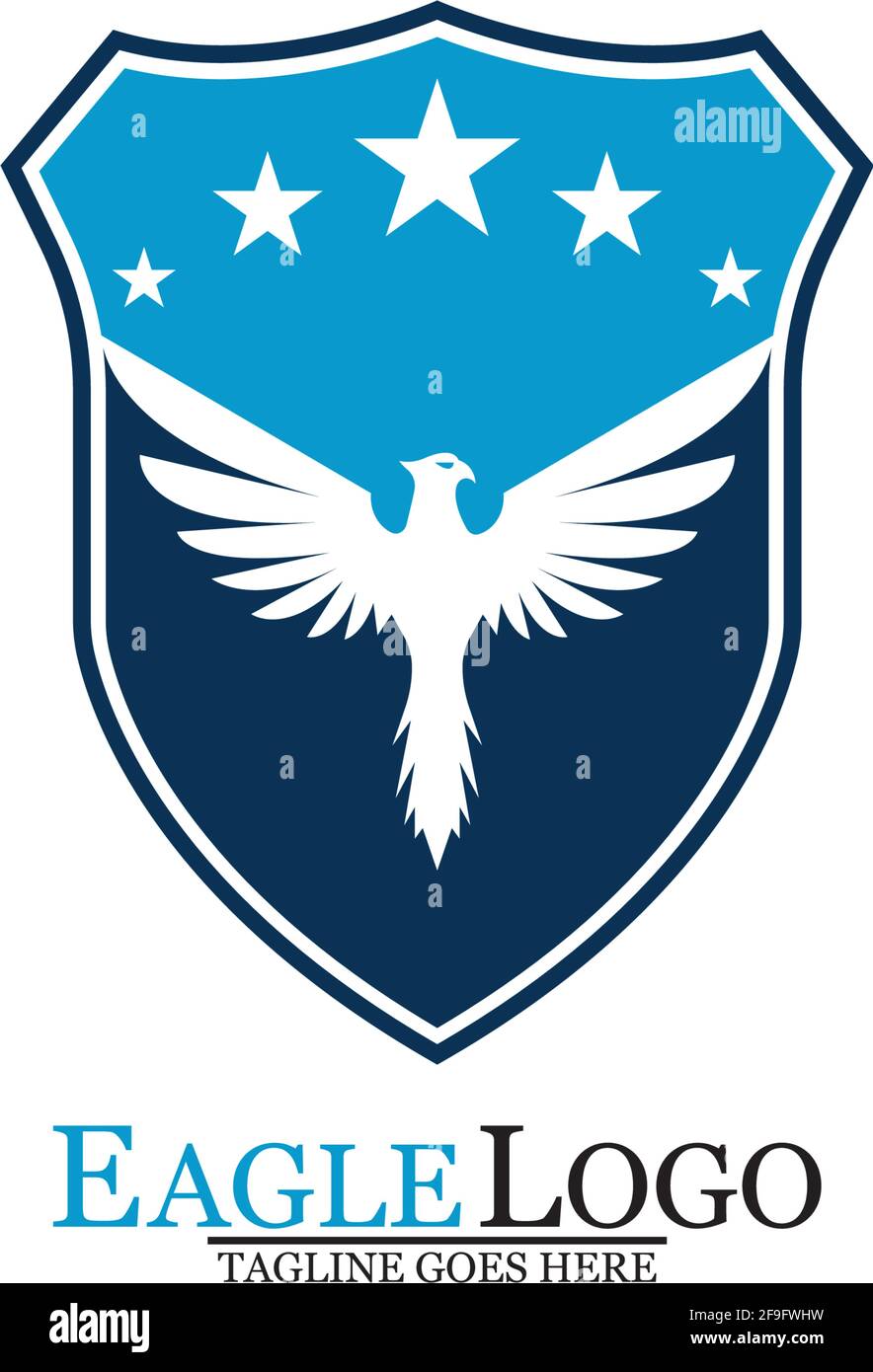 Eagle logo template design with a shield and stars. Vector illustration ...