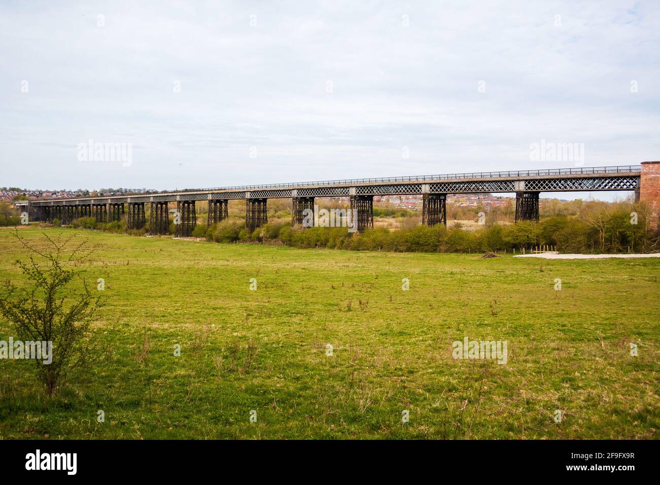 Ilkeston, UK, April,18,2021: The Bennerley Viaduct  near Ilkeston  Derbyshire. This grade 2 listed disused railway viaduct built in 1877 of iron const Stock Photo