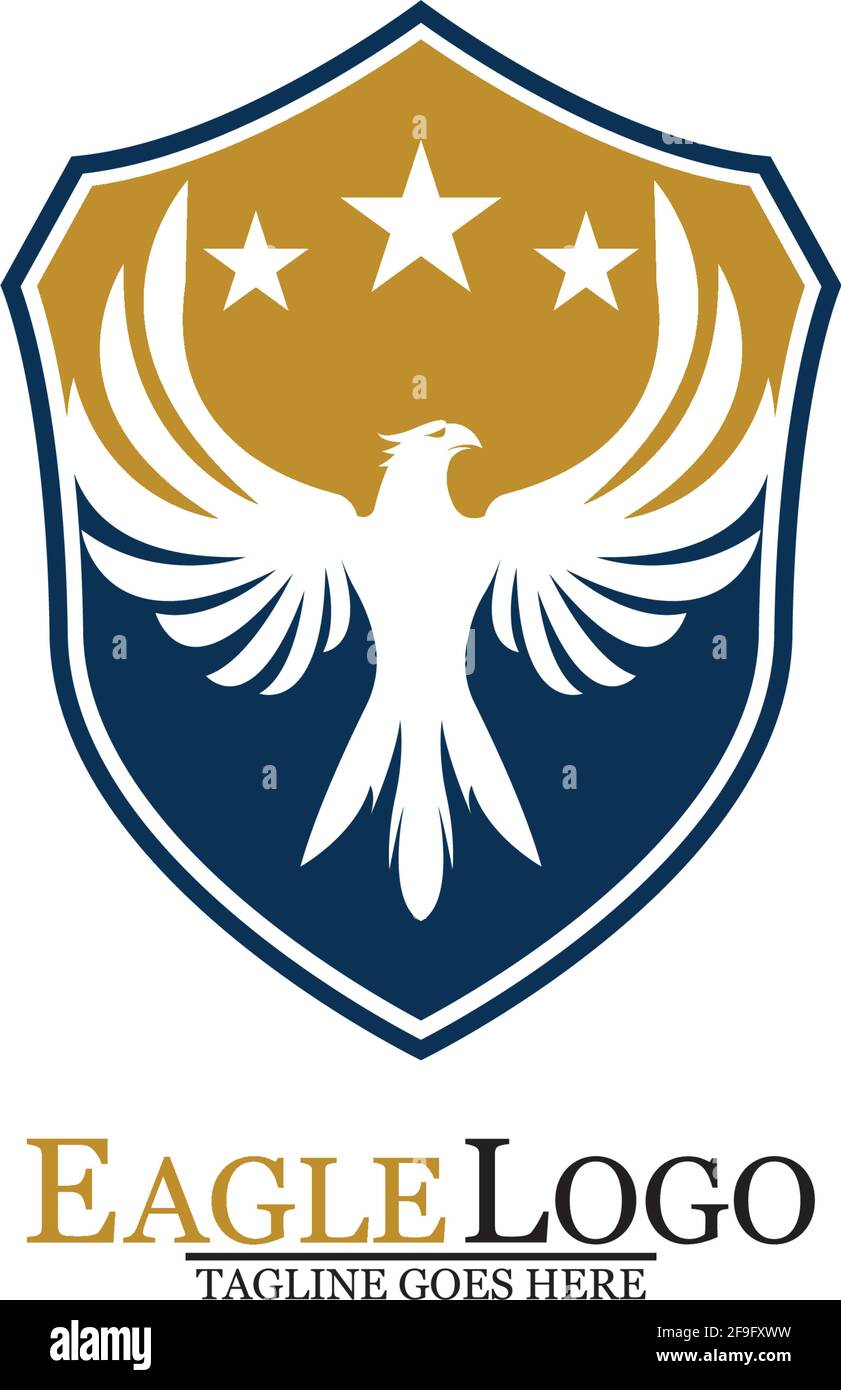 Eagle logo template design with a shield and stars. Vector illustration  Stock Vector Image \u0026 Art - Alamy, image size:841x1390