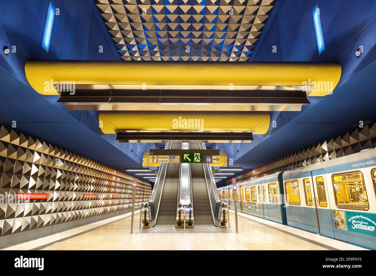 Munich, Germany - November 16, 2014: Metro Underground Station Olympia-Einkaufszentrum OEZ in Munich, Germany. Stock Photo