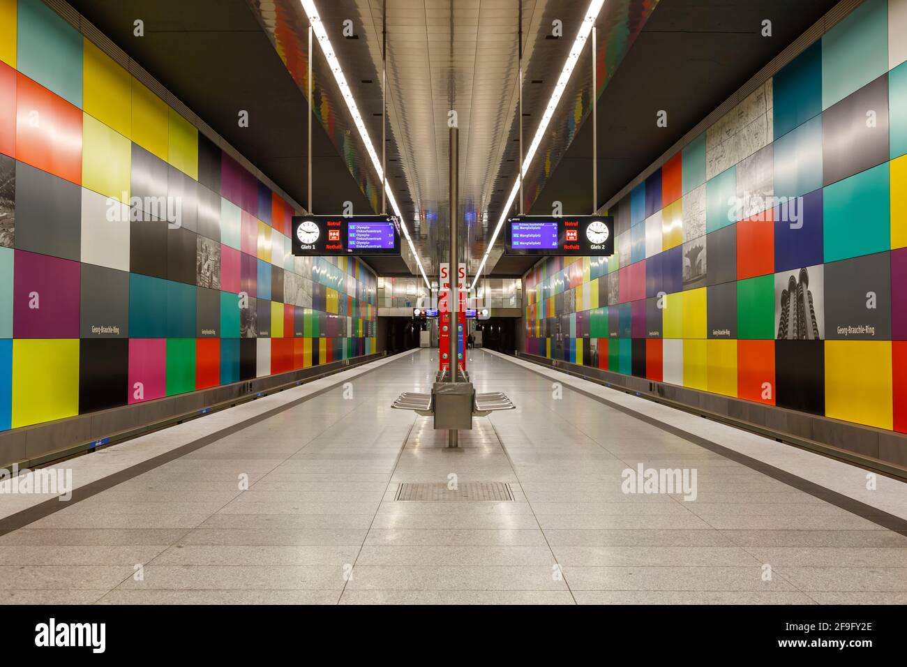 Munich, Germany - November 16, 2014: Metro Underground Station Georg-Brauchle-Ring in Munich, Germany. Stock Photo