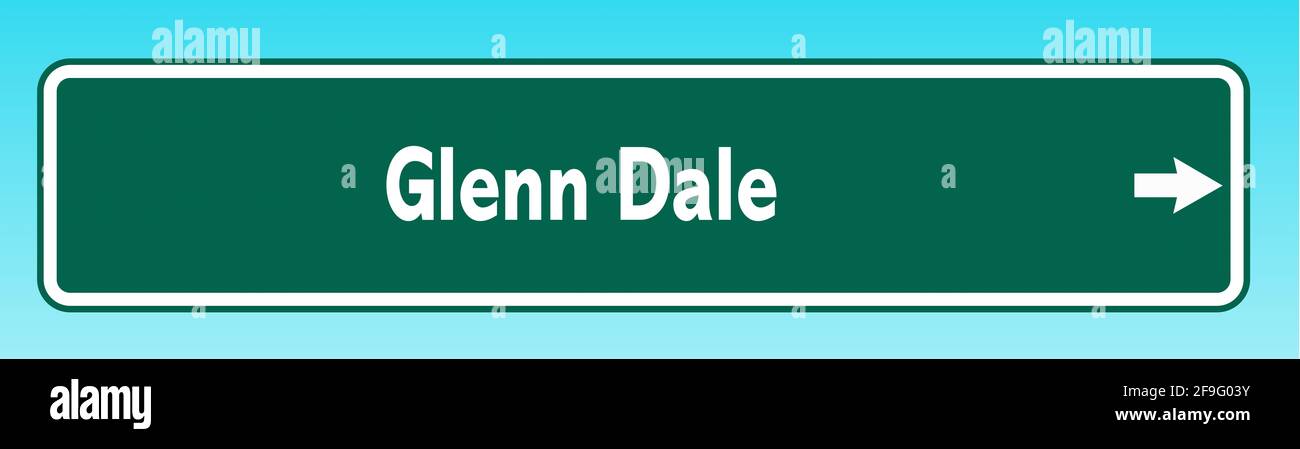 A graphic illlustration of an American road sign pointing to Glenn Dale Stock Photo