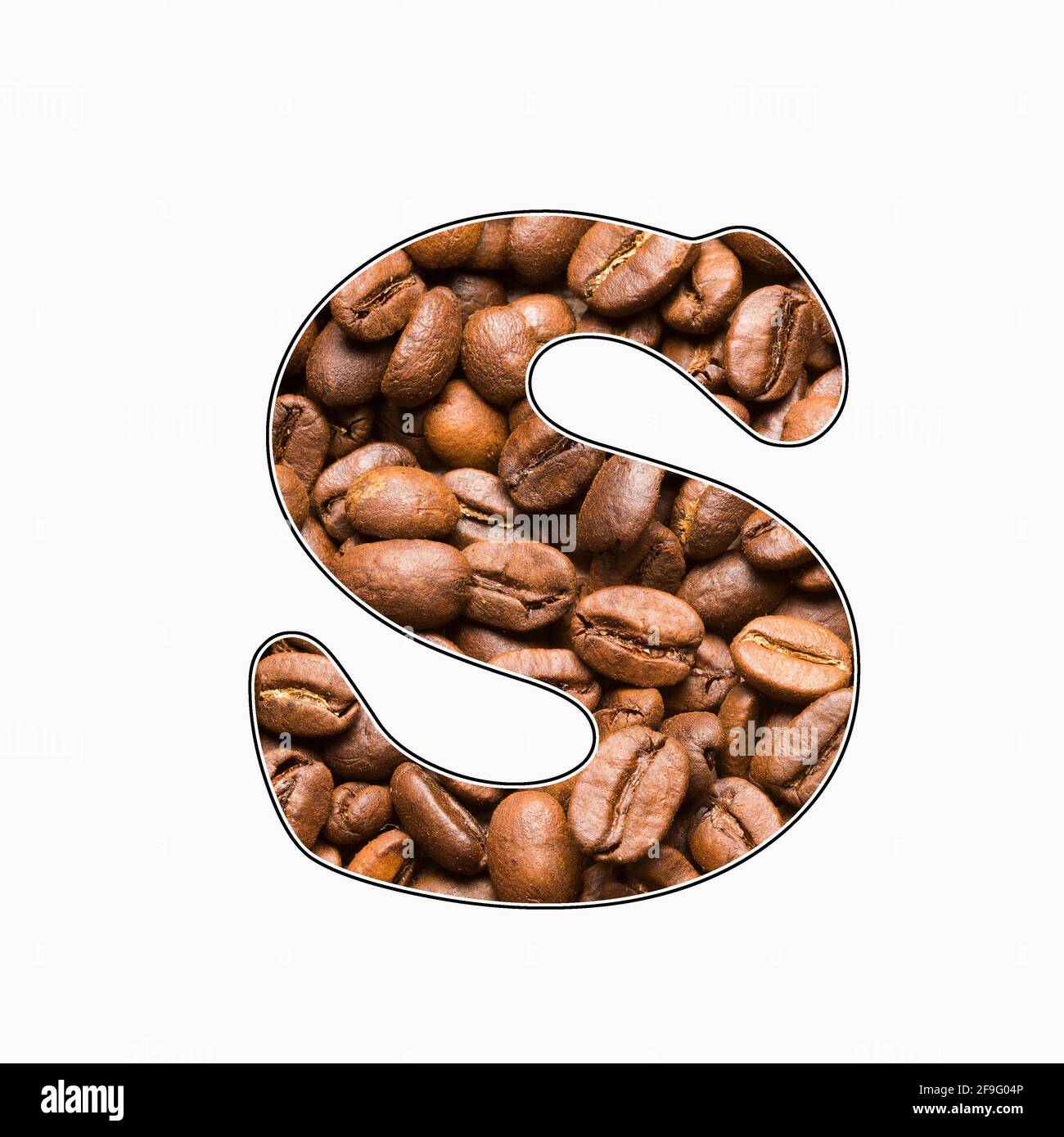 S, letter of the alphabet - coffee beans background. Coffea Stock Photo