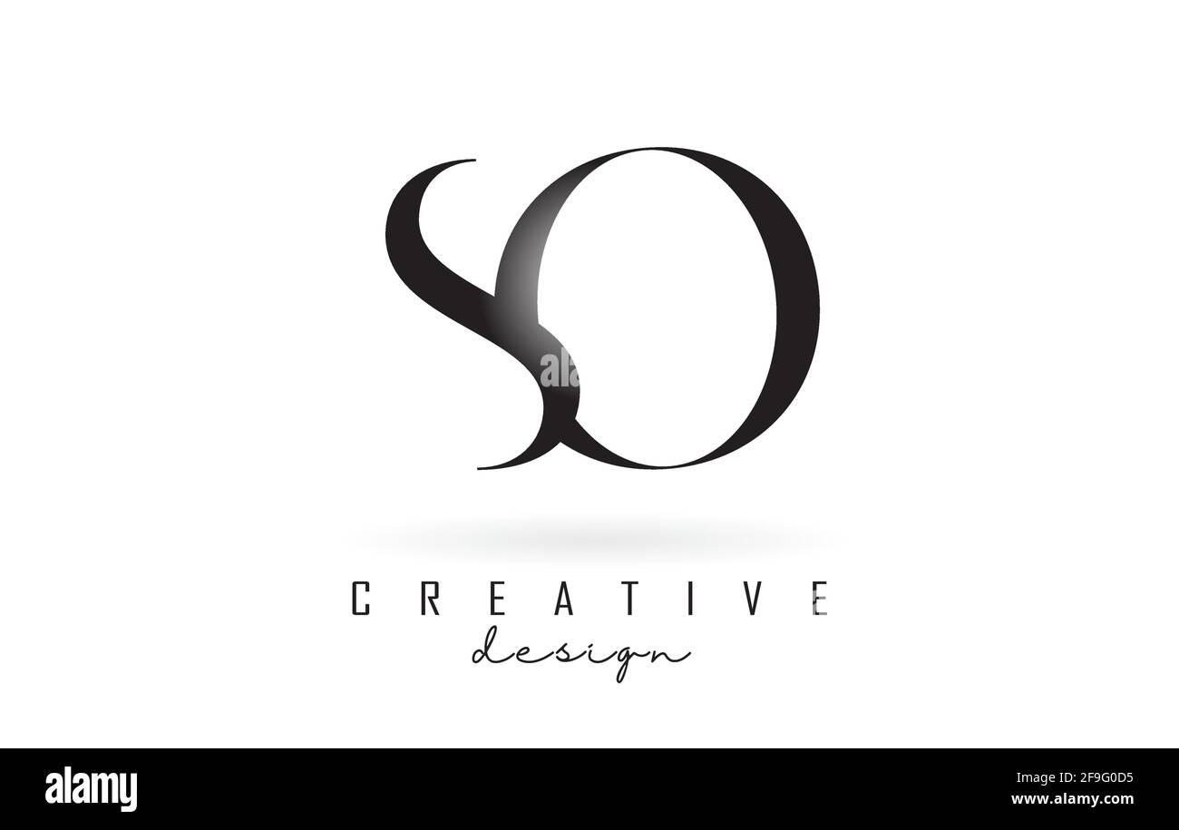 SO s o letter design logo logotype concept with serif font and elegant style. Vector illustration icon with letters S and O. Stock Vector