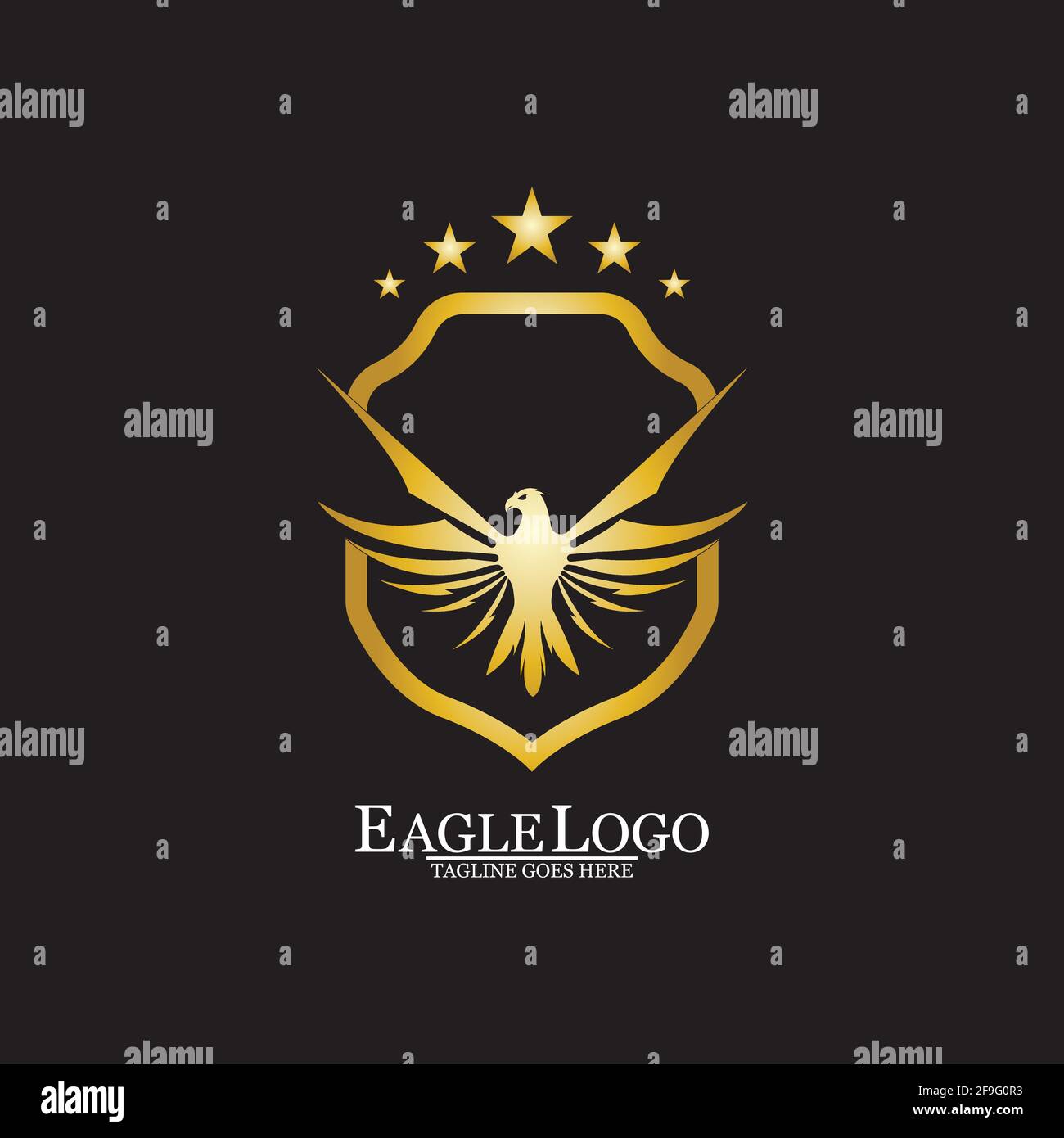 Golden Eagle With Shield Logo Design Stock Vector Image Art Alamy