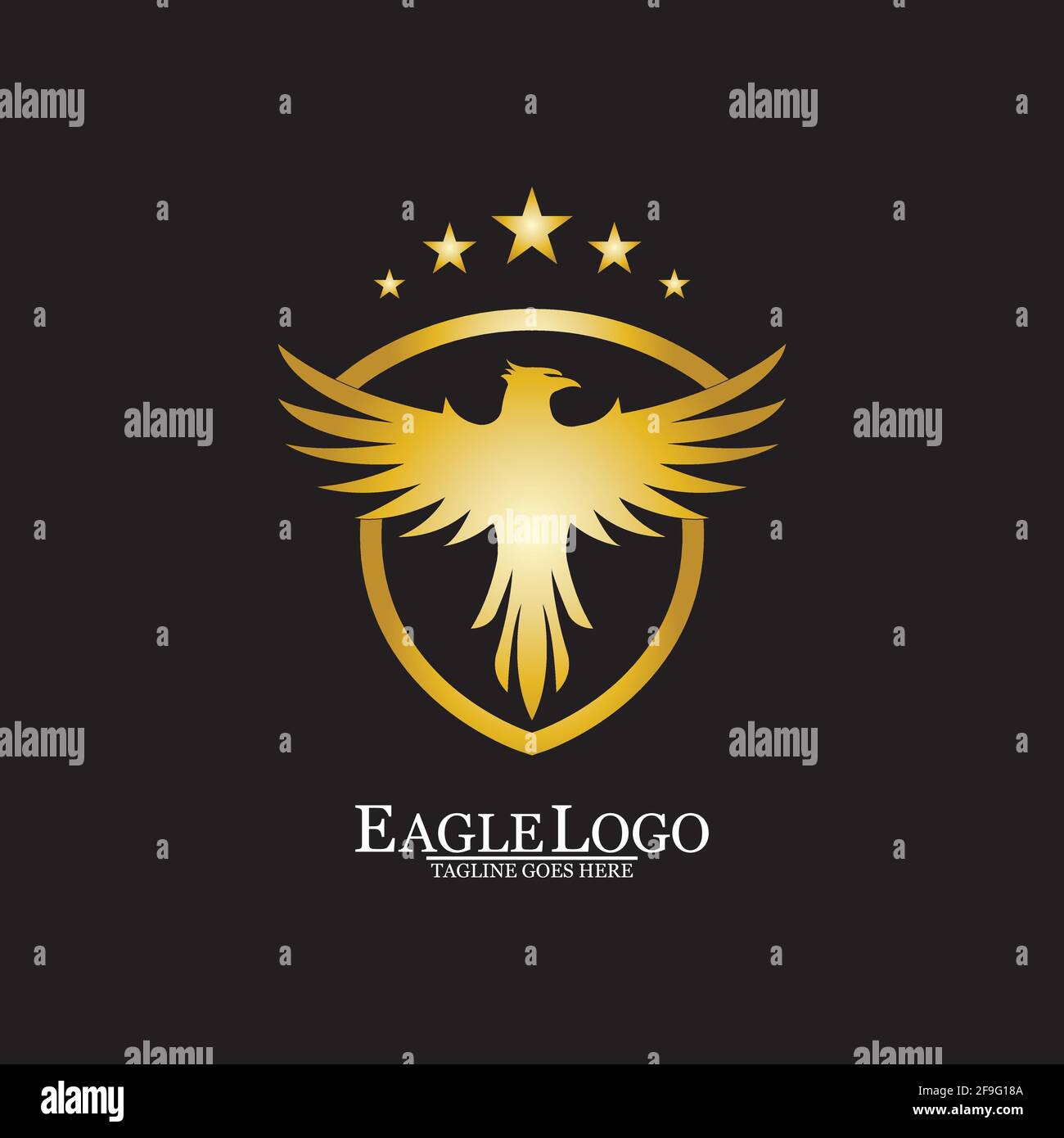 Golden Eagle with Shield logo design Stock Vector