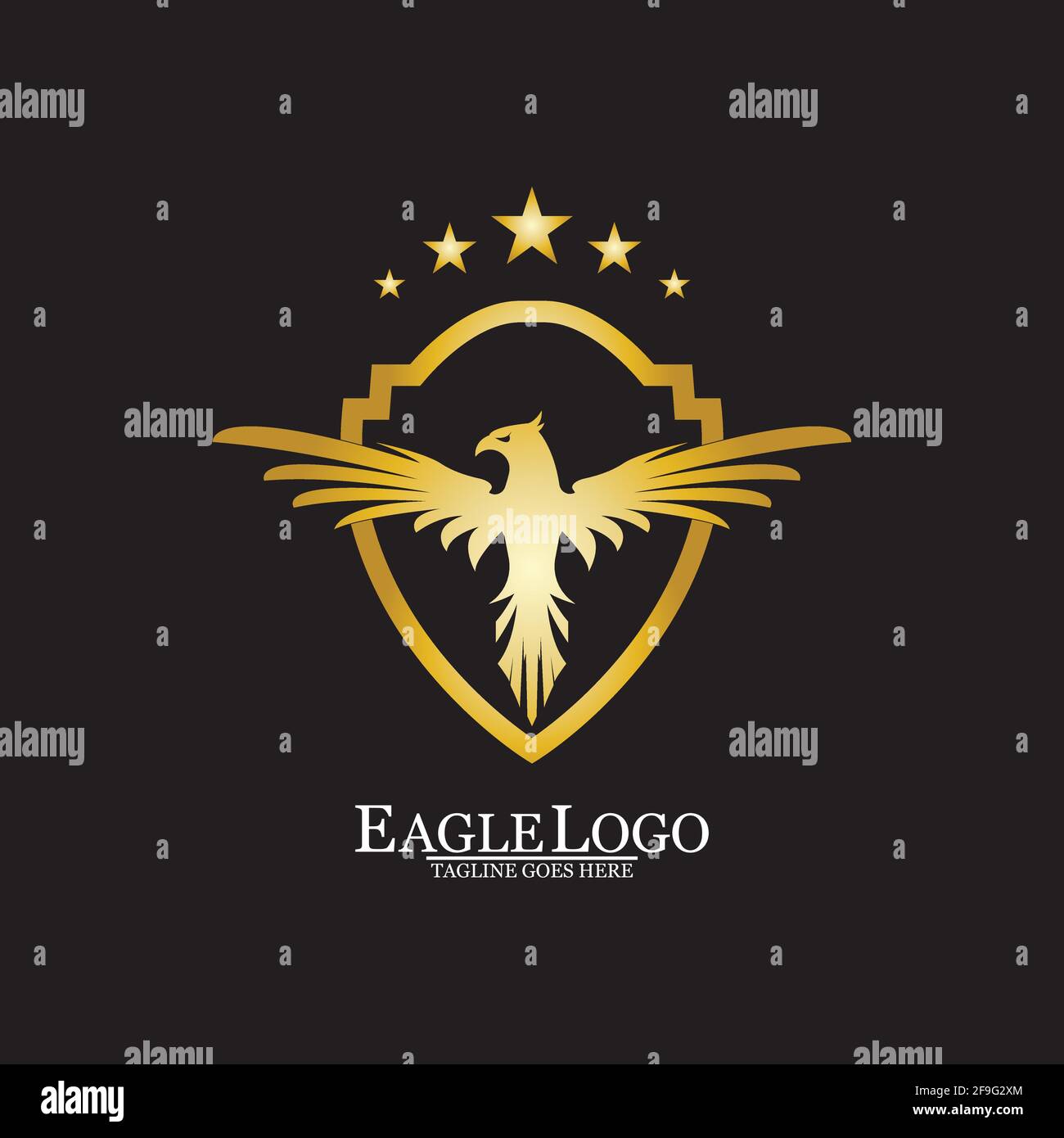 Golden Eagle With Shield Logo Design Stock Vector Image Art Alamy