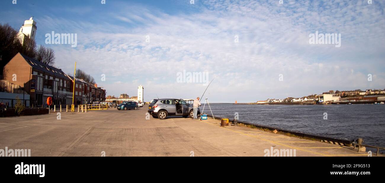 The Fish Quay, North Shields, England, UK, United  kingdom as a panorama Stock Photo