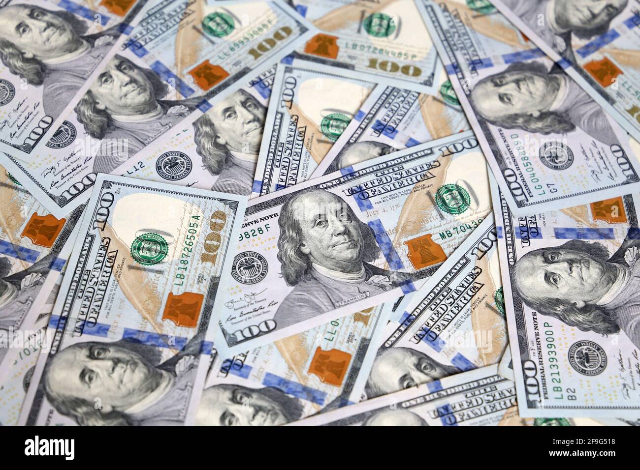 US dollars bills, paper currency for background. Concept of american and global economy, exchange rate Stock Photo
