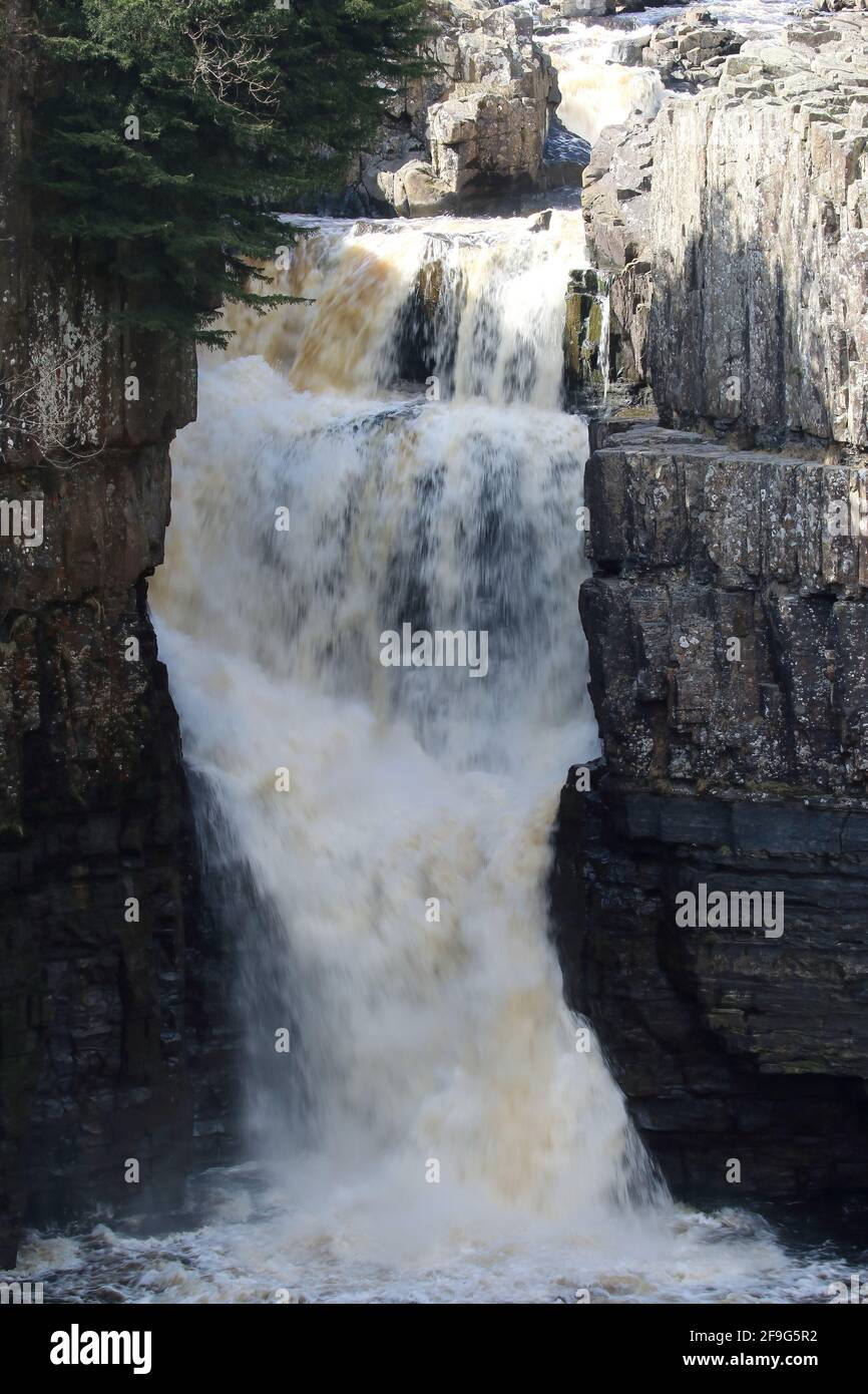 High Force waterfall, in England's Upper Teesdale Stock Photo