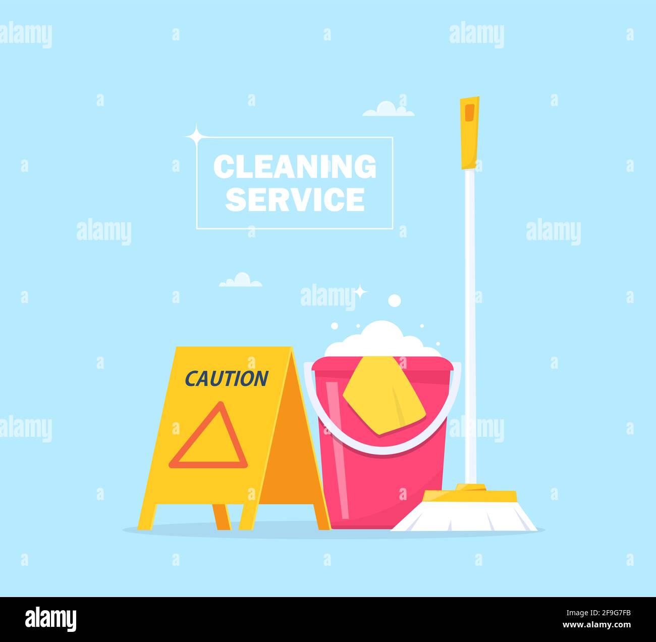 Cleaning service concept for web banner, infographic, poster. Slippery