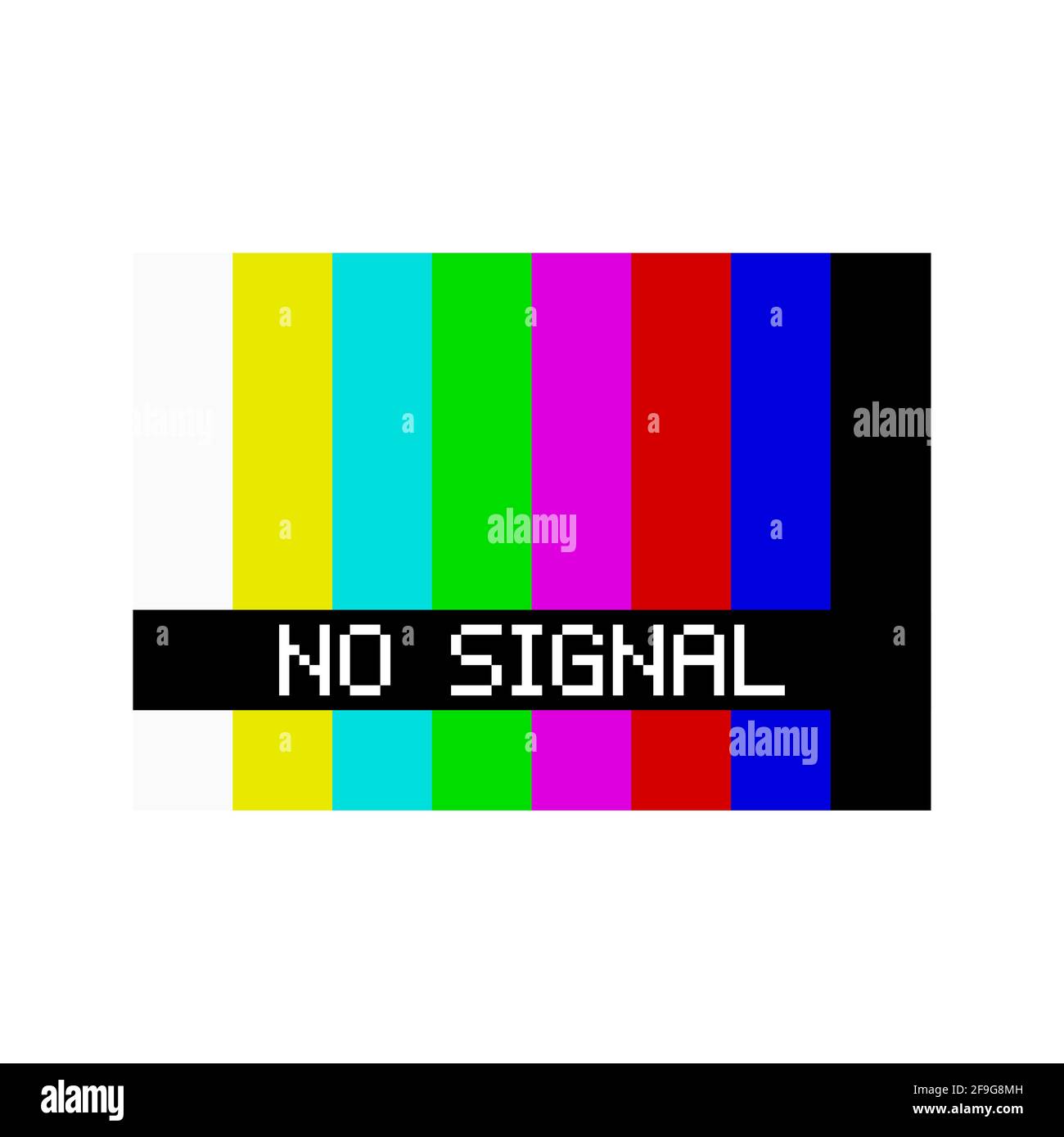 Old TV no signal screen. No signal TV test spectrum pattern. Flat vector illustration isolated on white. Stock Vector