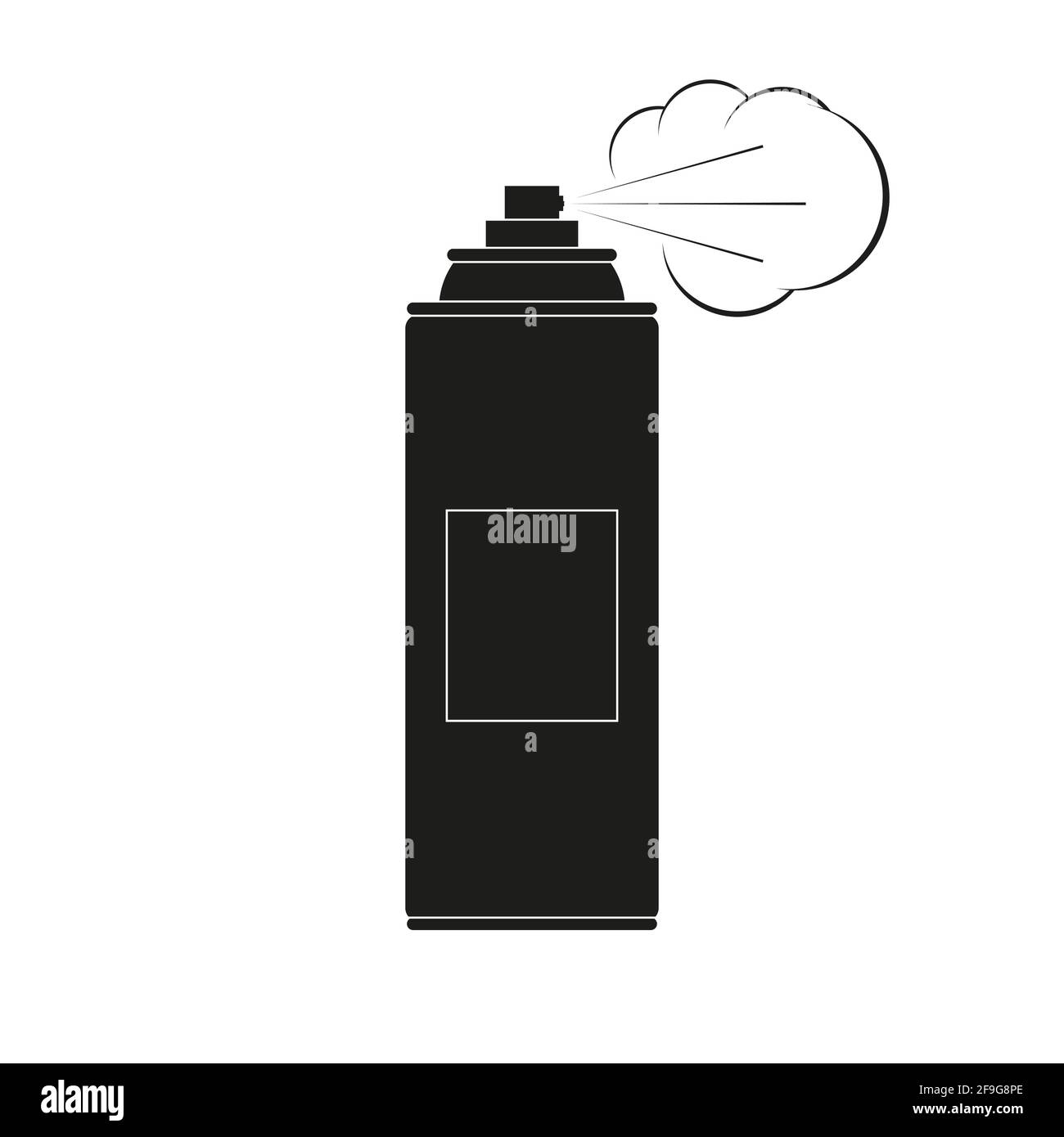 Spray aerosol can icon with mist cloud. Black spray can icon. Flat vector illustration isolated on white. Stock Vector