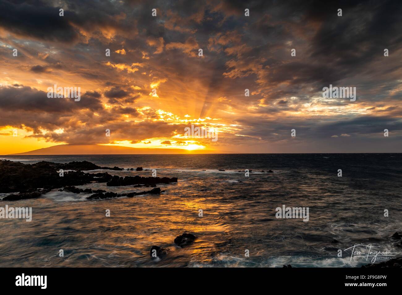 Kapalua Sunset, Maui, Hawaii, USA Stock Photo