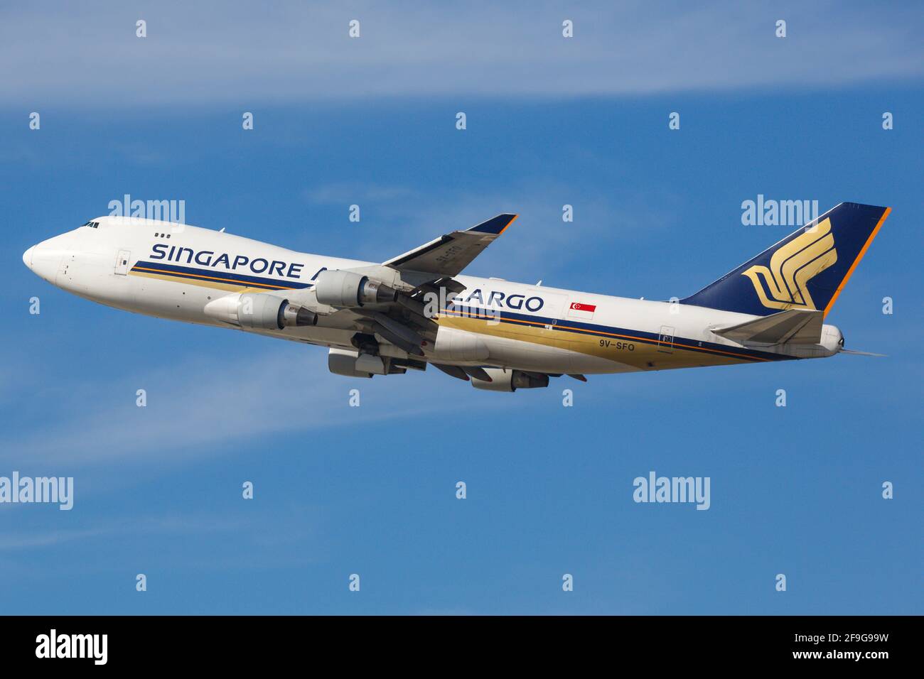 Los Angeles, USA - 22. February 2016: Singapore Airlines Cargo Boeing 747-400 at Los Angeles airport (LAX) in the USA. Boeing is an aircraft manufactu Stock Photo