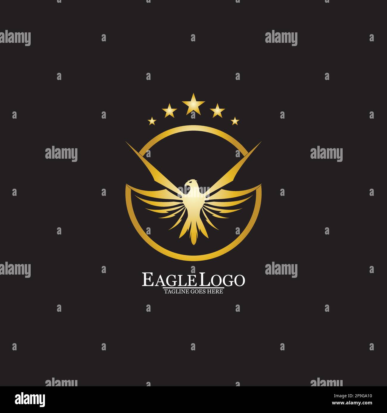 golden eagle with circle logo design Stock Vector