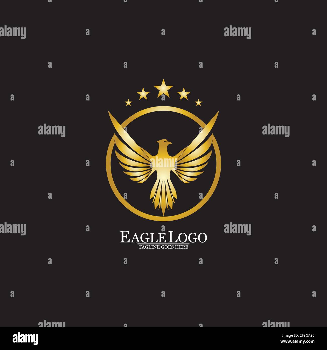 golden eagle with circle logo design Stock Vector