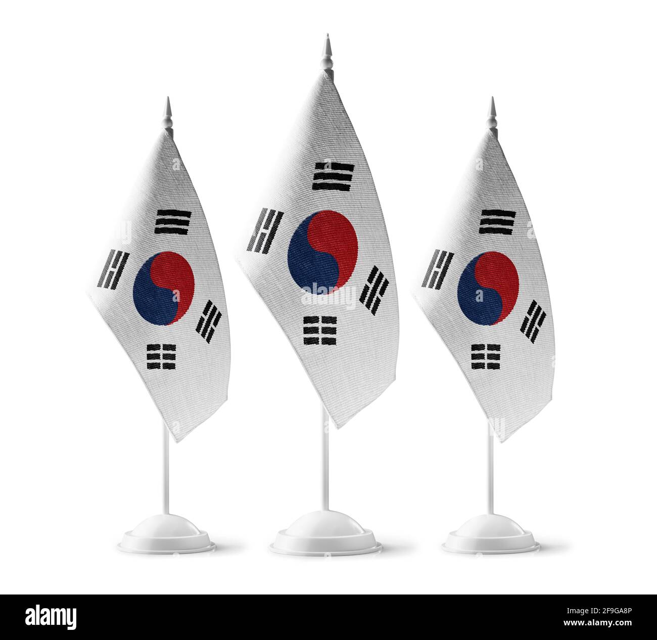 Small national flags of the South Korean on a white background Stock Photo