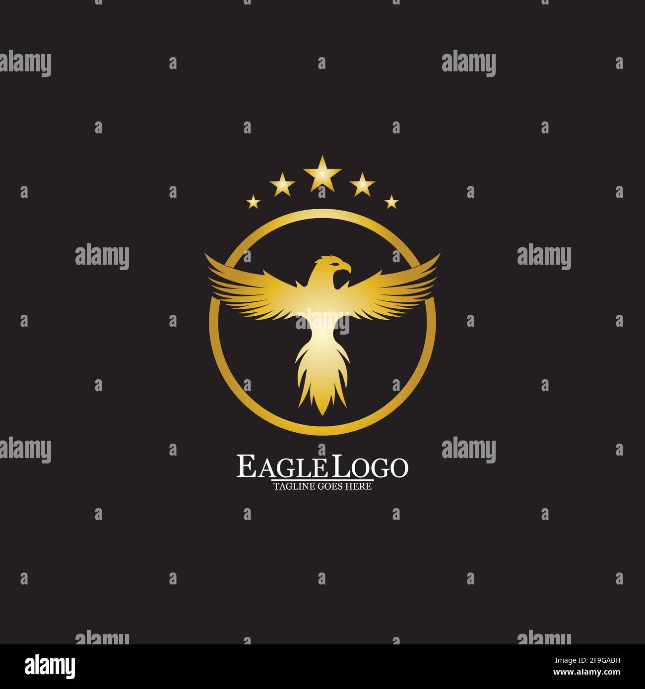 golden eagle with circle logo design Stock Vector
