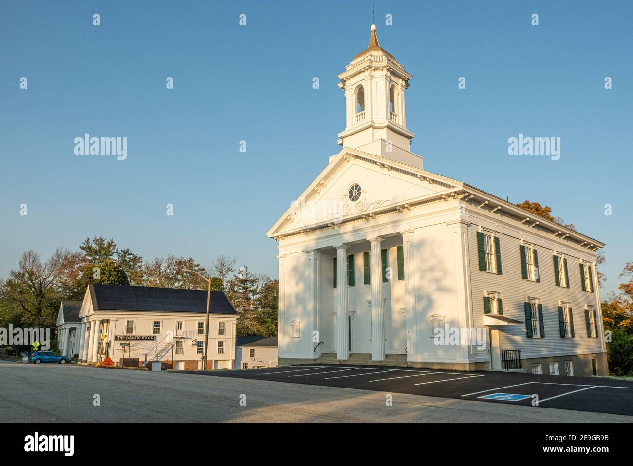 Meeting House in Petersham, Massachusetts on the Town Common Stock