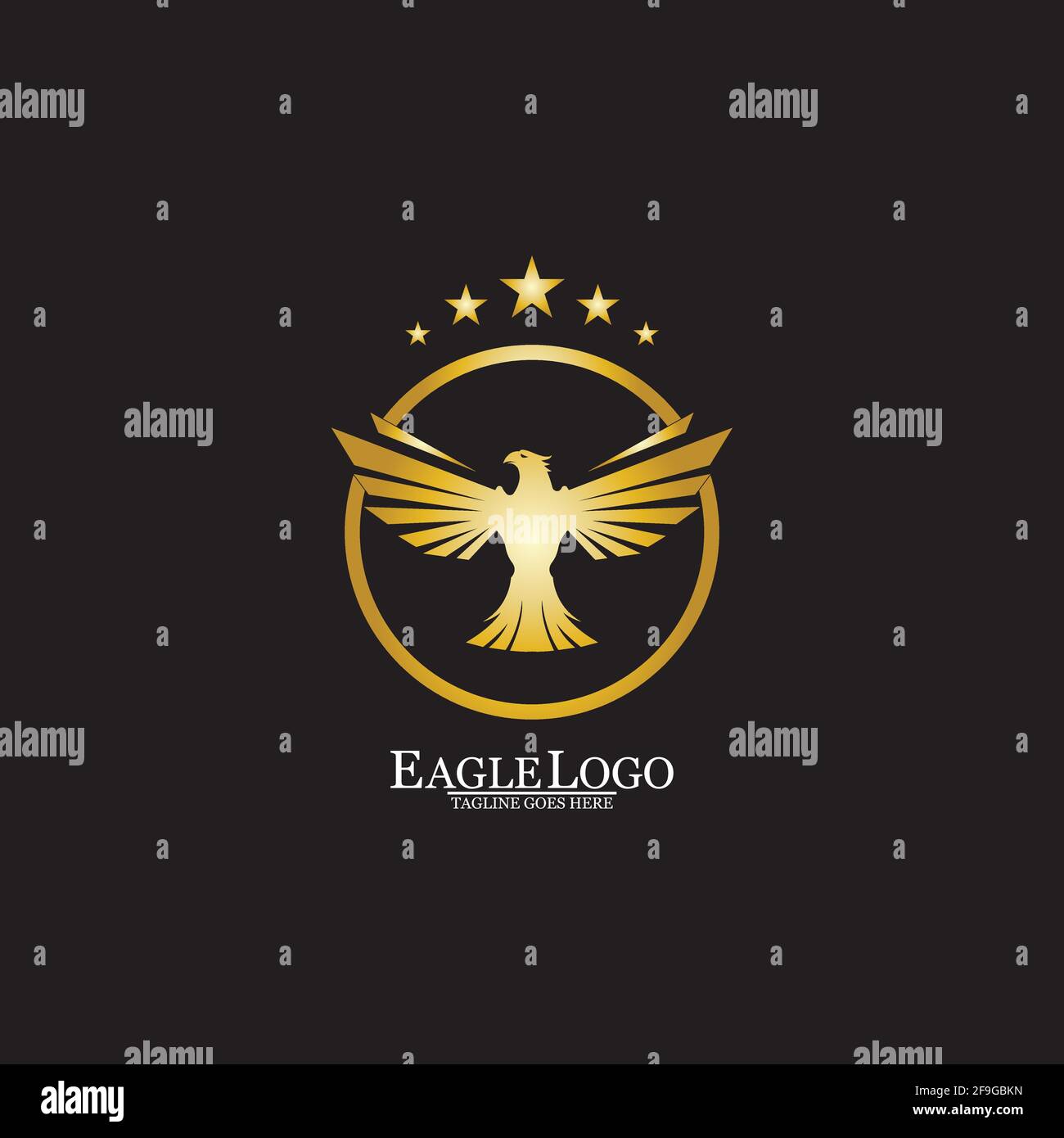 golden eagle with circle logo design Stock Vector
