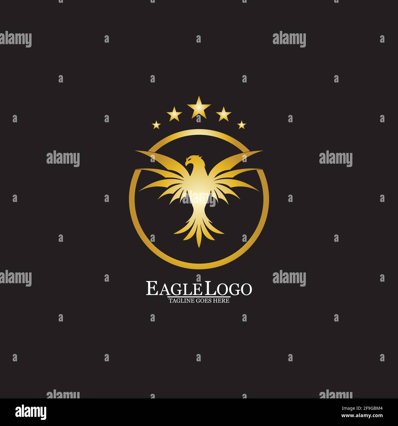 golden eagle with circle logo design Stock Vector