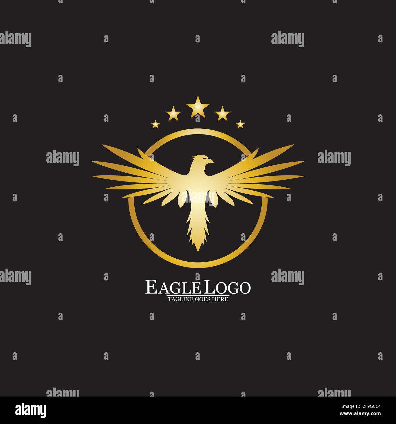 golden eagle with circle logo design Stock Vector