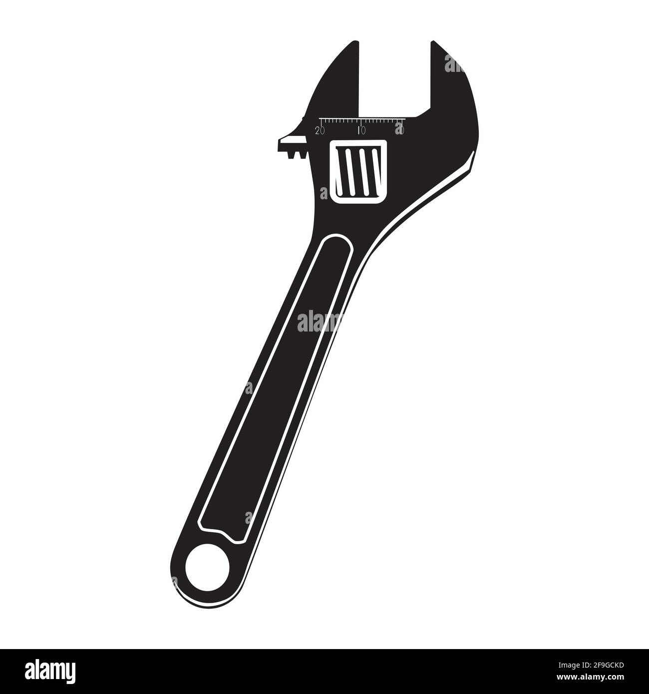 Monkey wrench glyph icon Royalty Free Vector Image