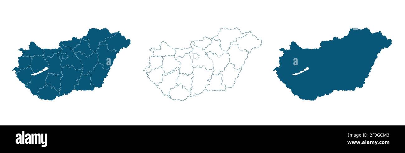 Hungary map with regions vector illustration on white Stock Vector